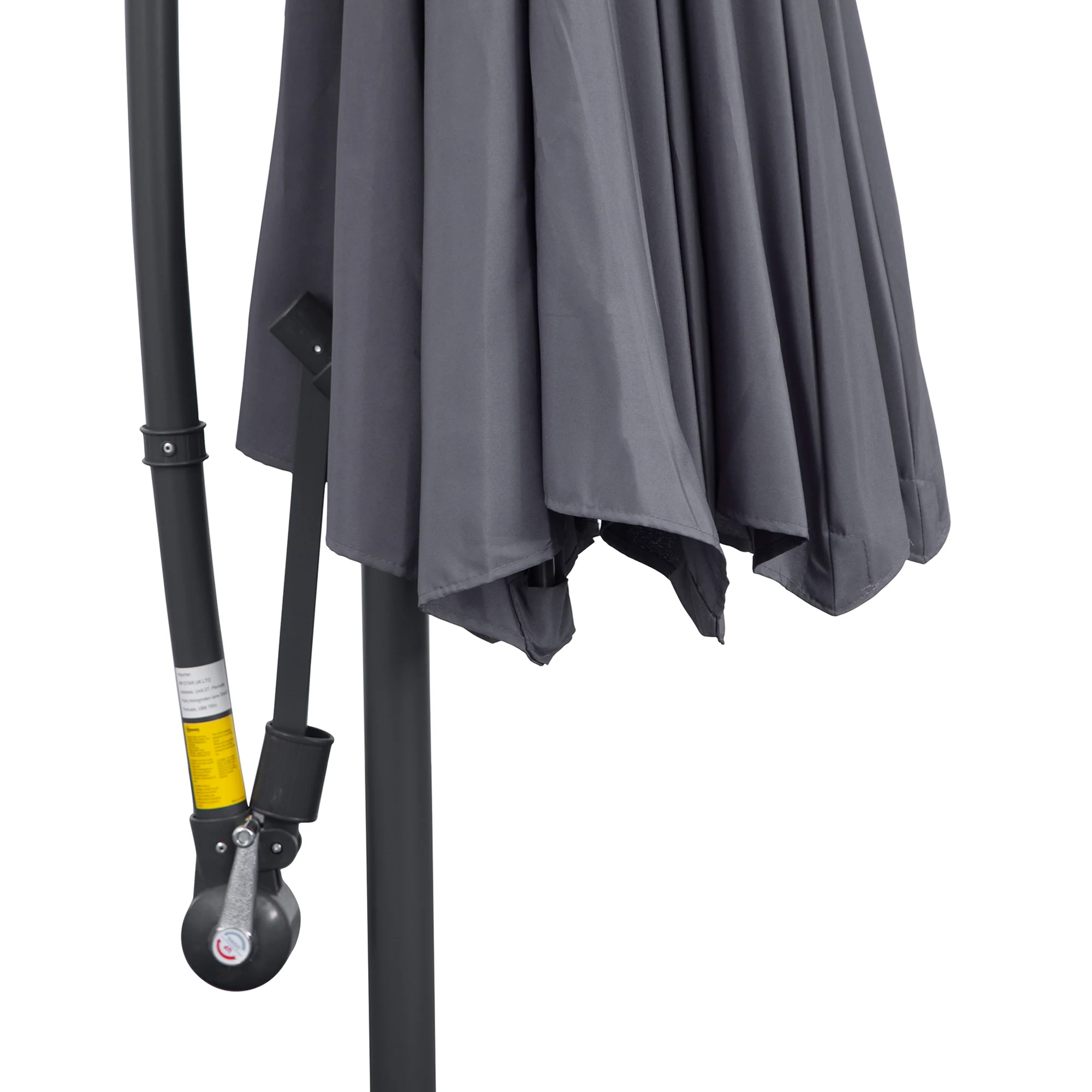 10' Offset Cantilever Patio Umbrella with Base & Crank, Grey - Image 9