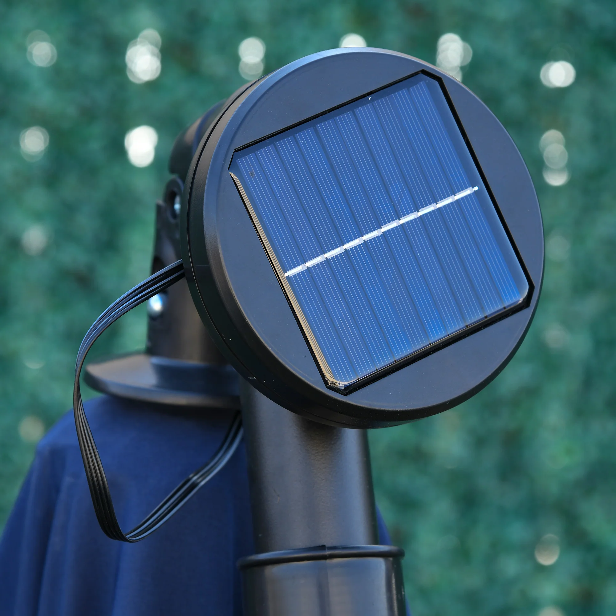 10' Solar Banana Umbrella with Lights & Adjustable Angle, Navy Blue - Image 11