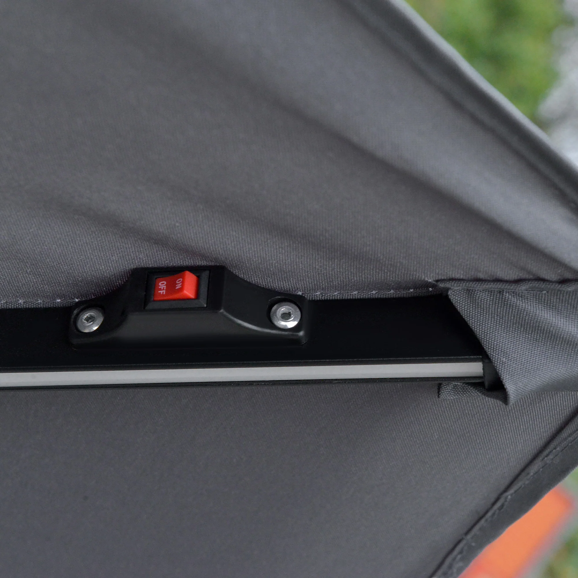 10' Solar Cantilever Umbrella with LED Lights, Grey - Image 11