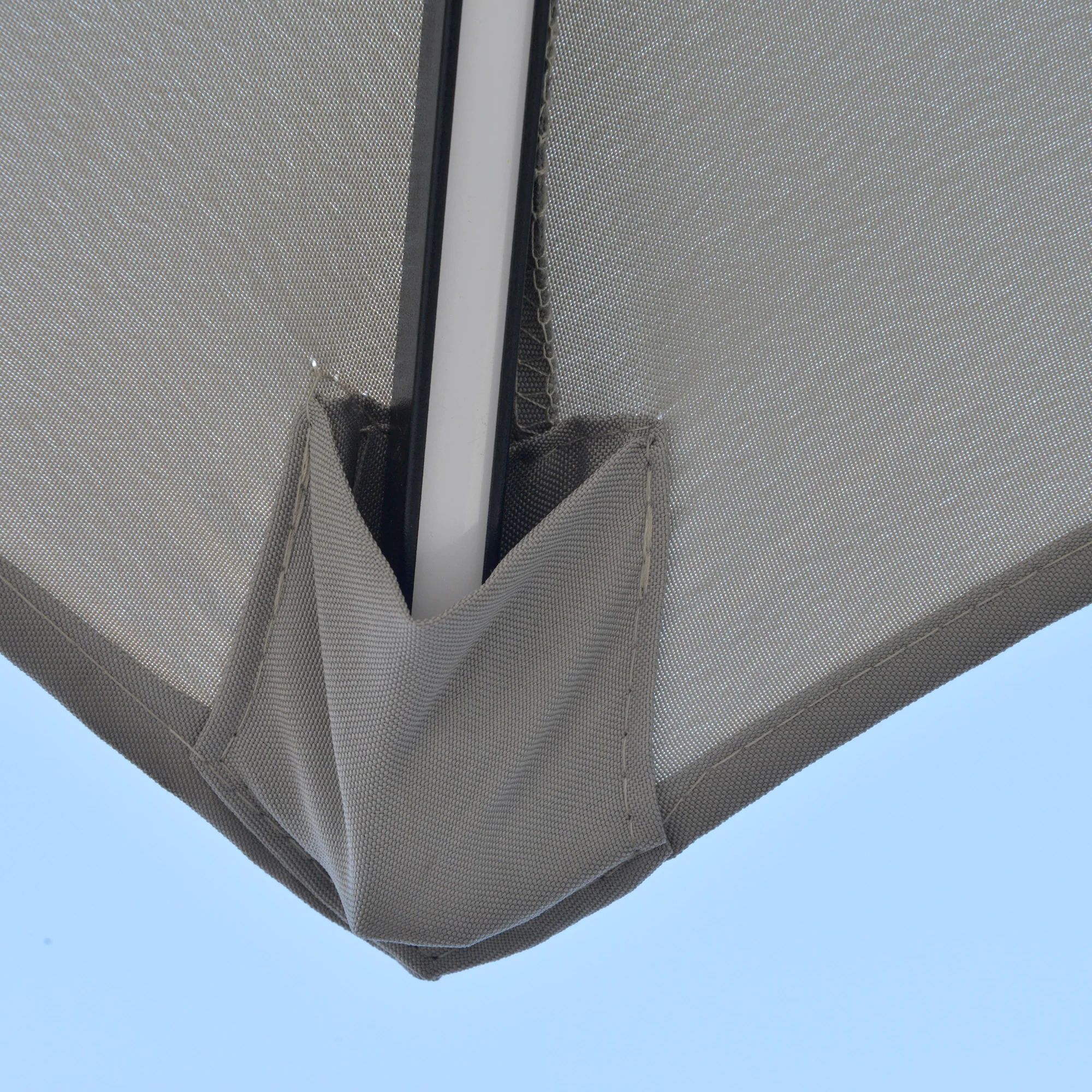10' Solar Cantilever Umbrella with LED Lights, Light Grey - Image 10