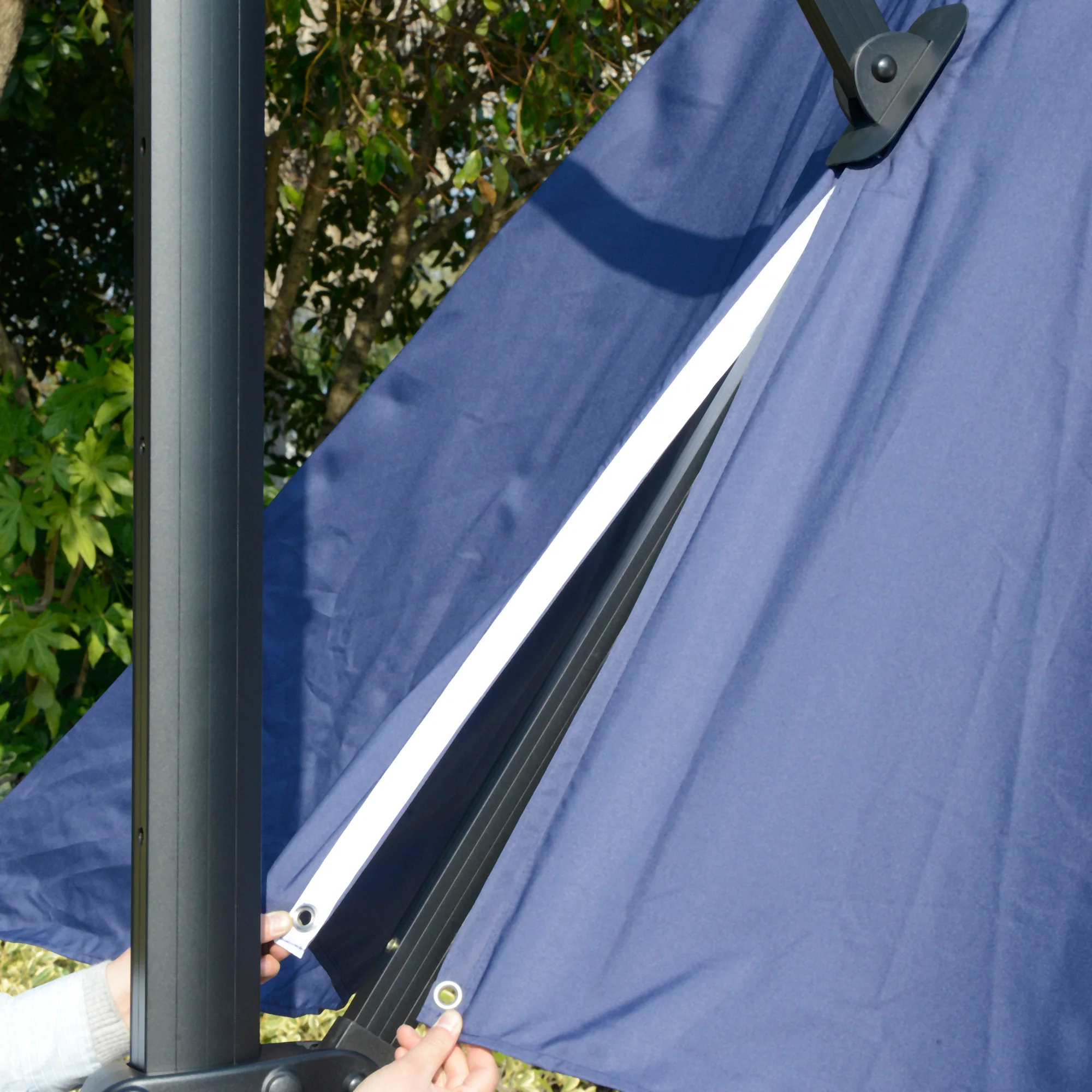 10'x 10' Square Cantilever Umbrella with 4 Adjustable Angle and Rotation, Blue - Image 11