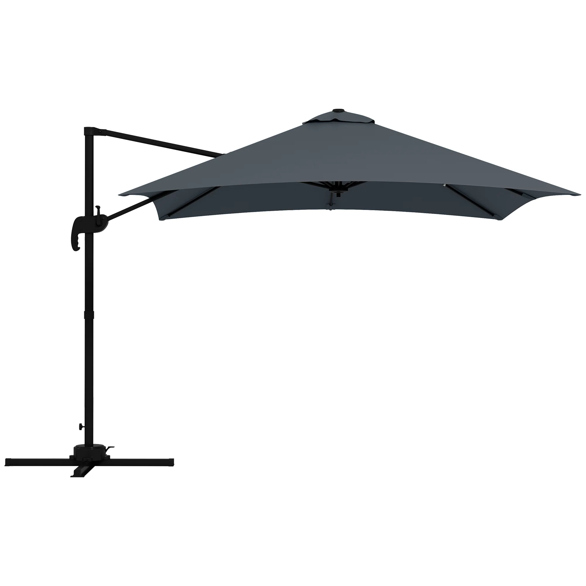 10'x 10' Square Cantilever Umbrella with 4 Adjustable Angle and Rotation, Dark Grey