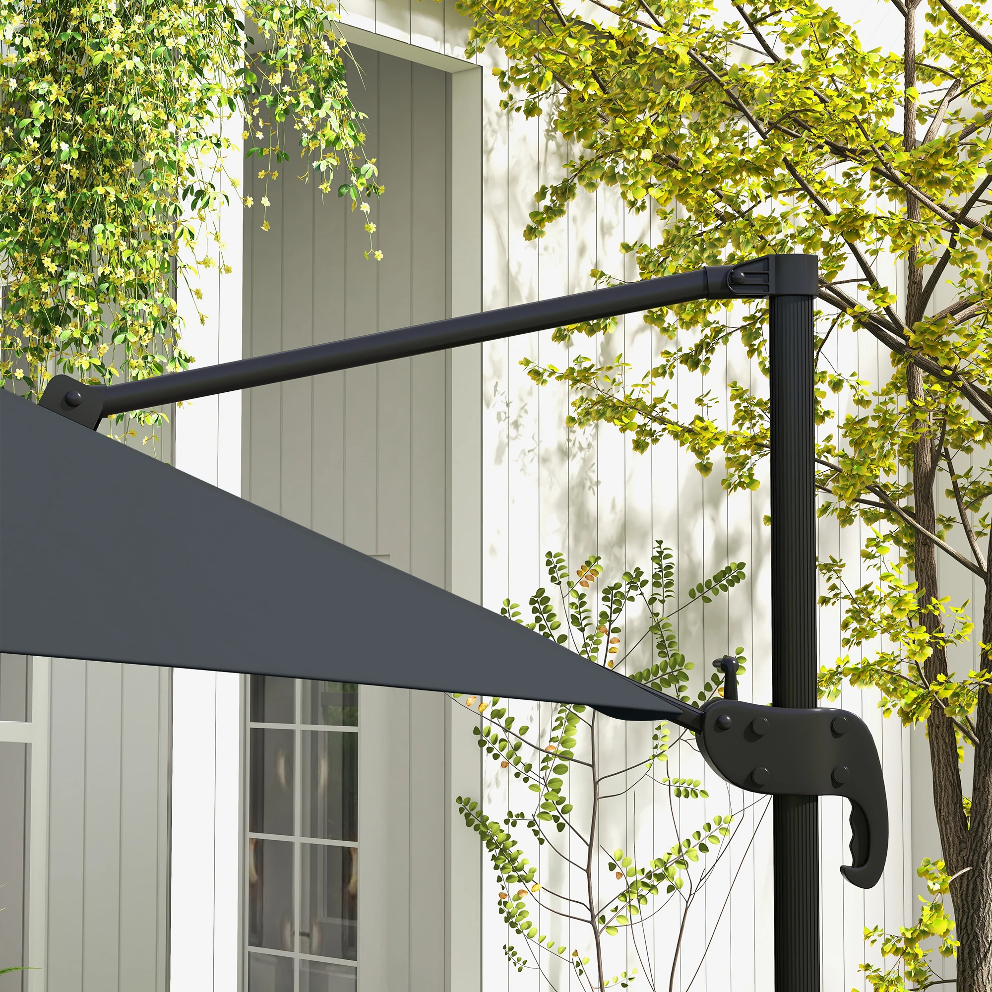 10'x 10' Square Cantilever Umbrella with 4 Adjustable Angle and Rotation, Dark Grey - Image 11