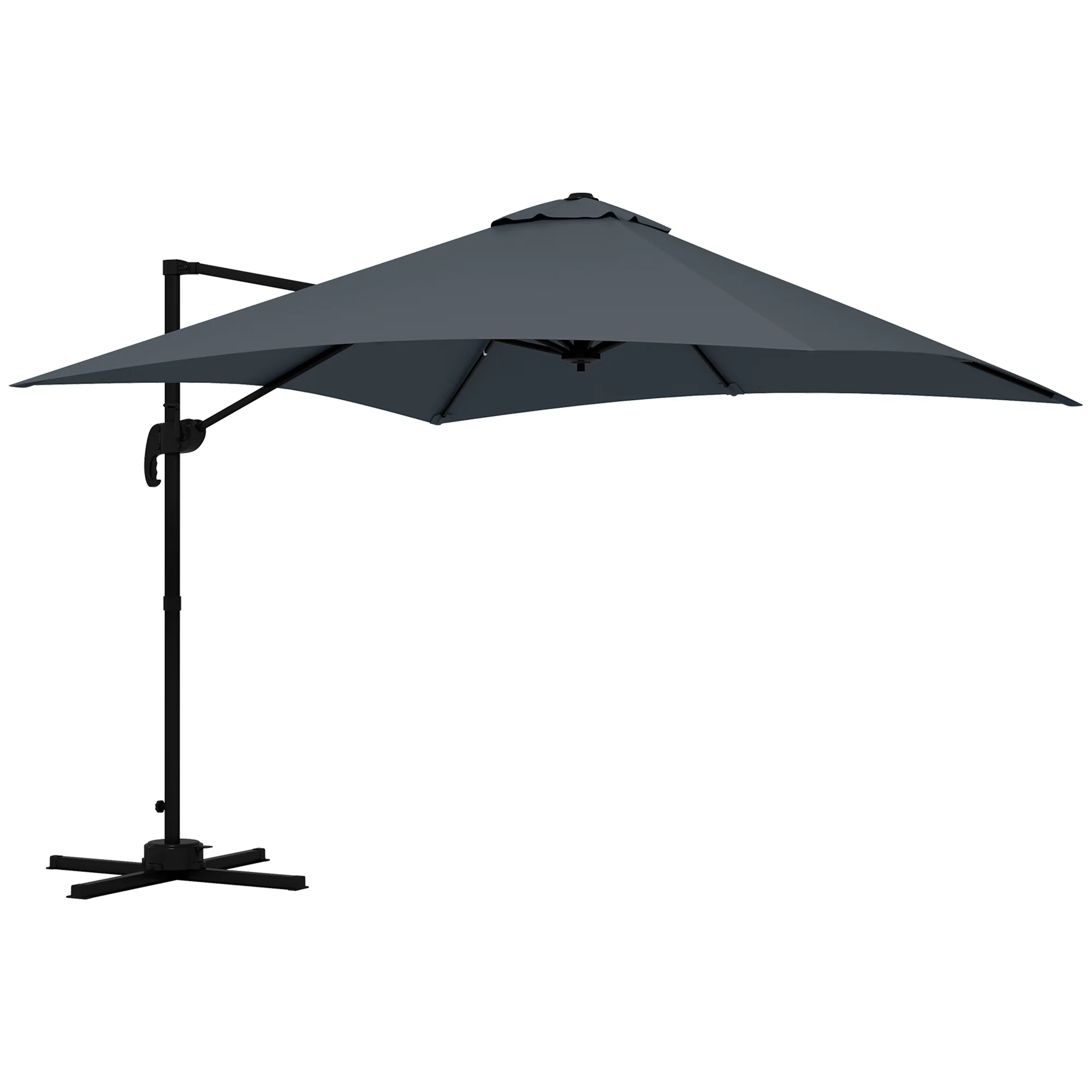 10'x 10' Square Cantilever Umbrella with 4 Adjustable Angle and Rotation, Dark Grey - Image 2