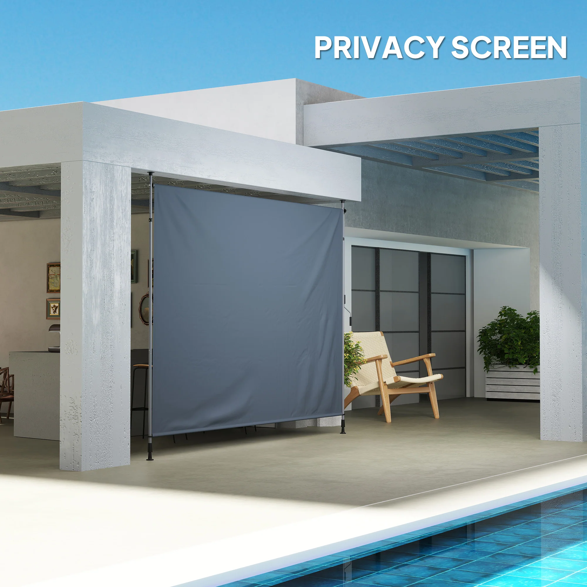 11.5' x 10' Retractable Patio Awning with UPF30+ & Water-Resistant Fabric, Dark Grey - Image 9