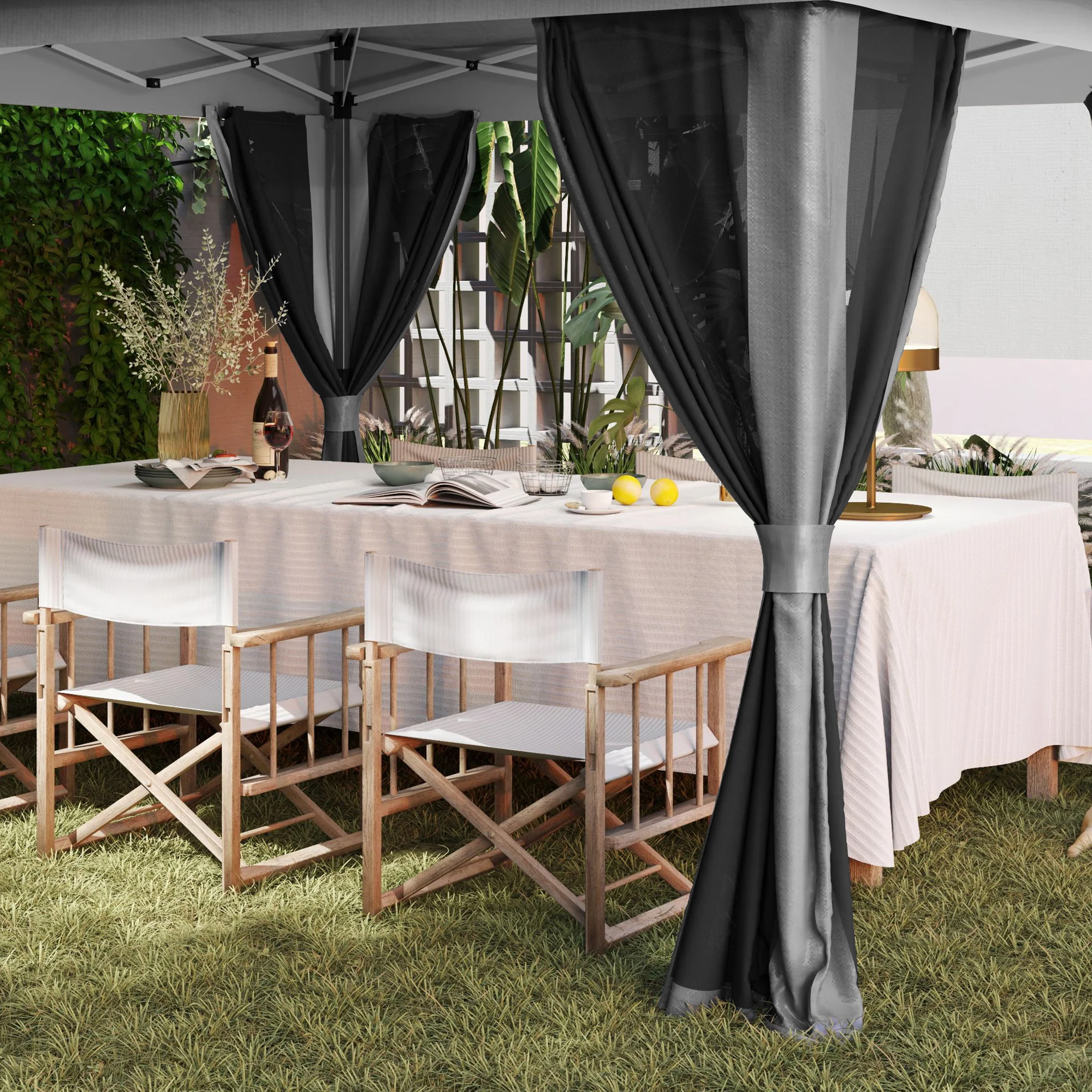 11.7' x 11.7' Pop-Up Canopy with Netting, UPF50+ Shelter with Wheeled Carry Bag and Sand Bags - Image 11