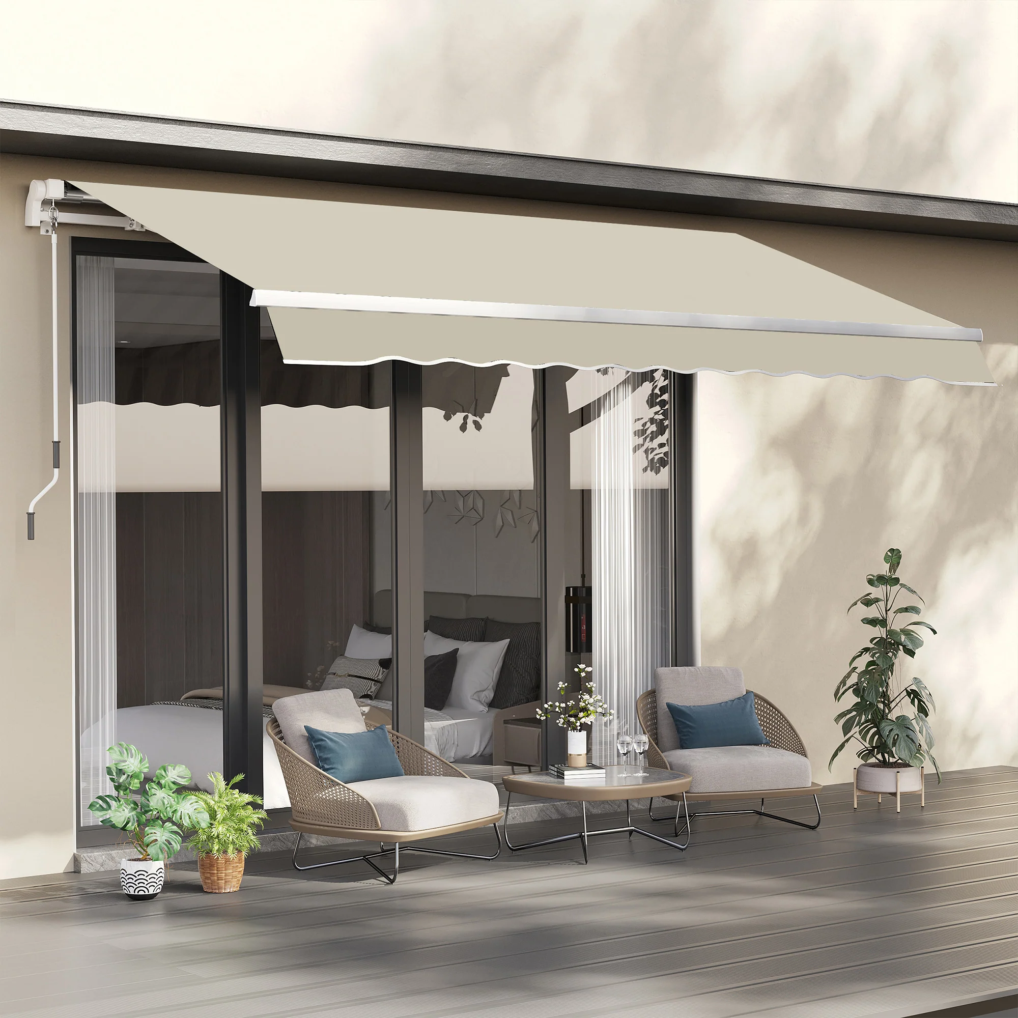 11' x 10' Retractable Awning Fabric Replacement, 280gsm UV Resistant Fabric, Cream White - Image 3