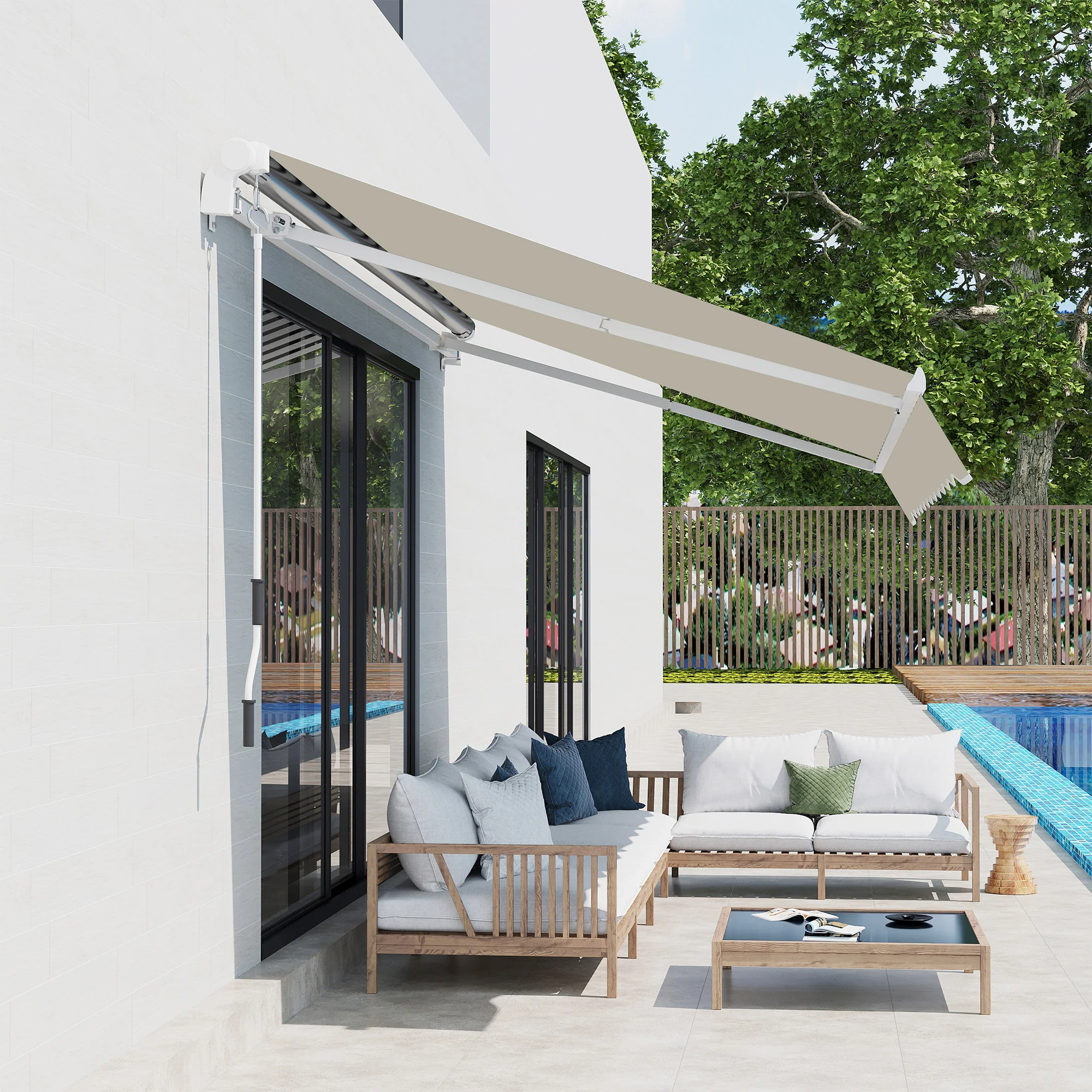 11' x 10' Retractable Awning Fabric Replacement, 280gsm UV Resistant Fabric, Cream White - Image 4