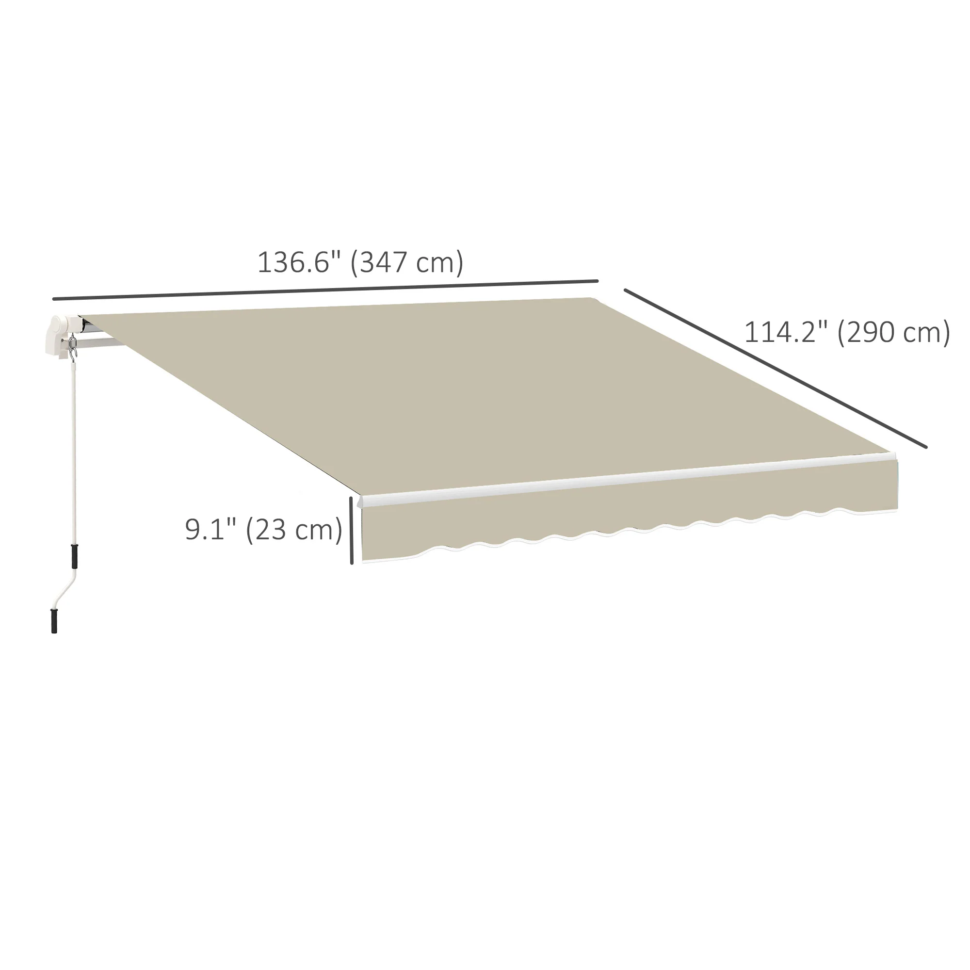 11' x 10' Retractable Awning Fabric Replacement, 280gsm UV Resistant Fabric, Cream White - Image 5