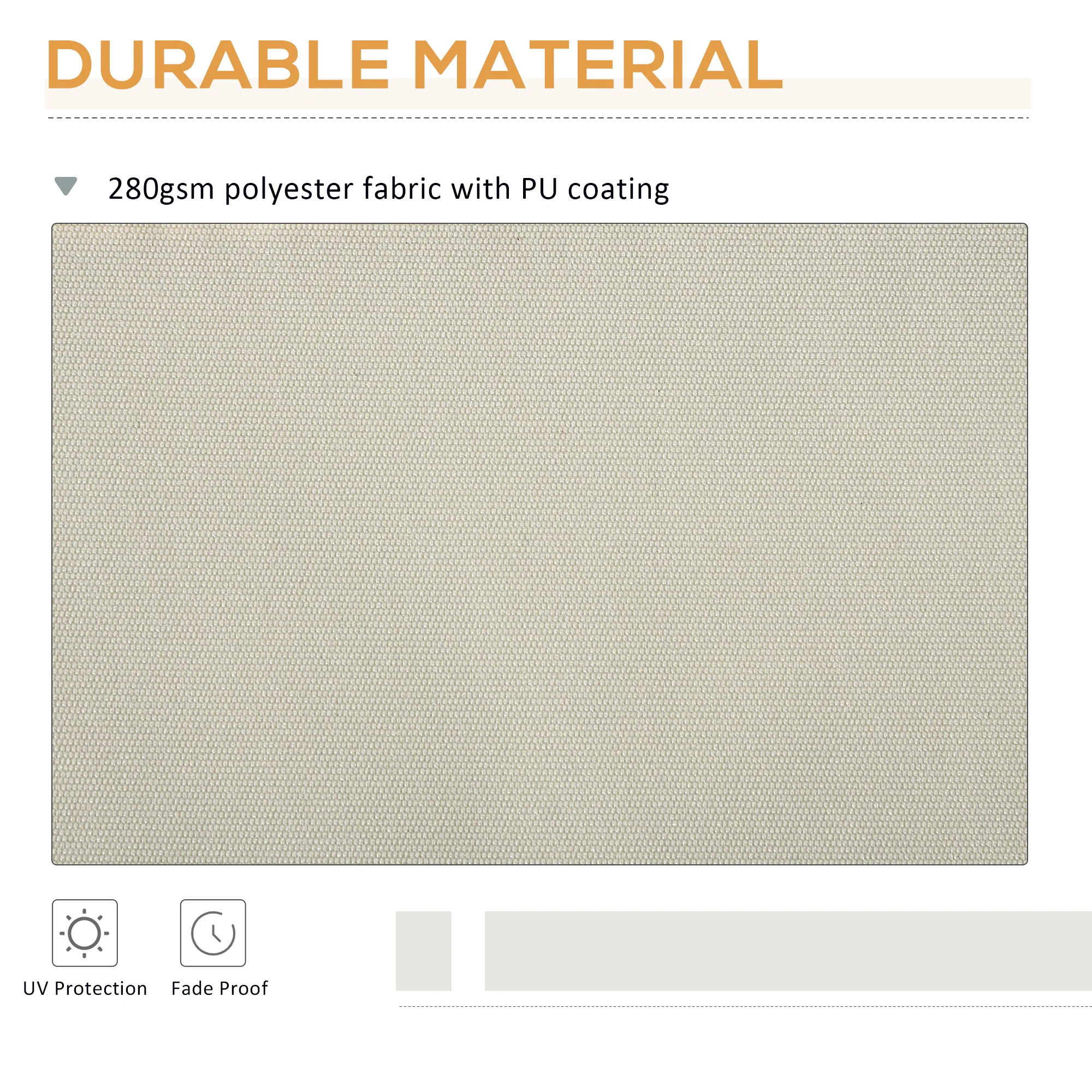 11' x 10' Retractable Awning Fabric Replacement, 280gsm UV Resistant Fabric, Cream White - Image 6