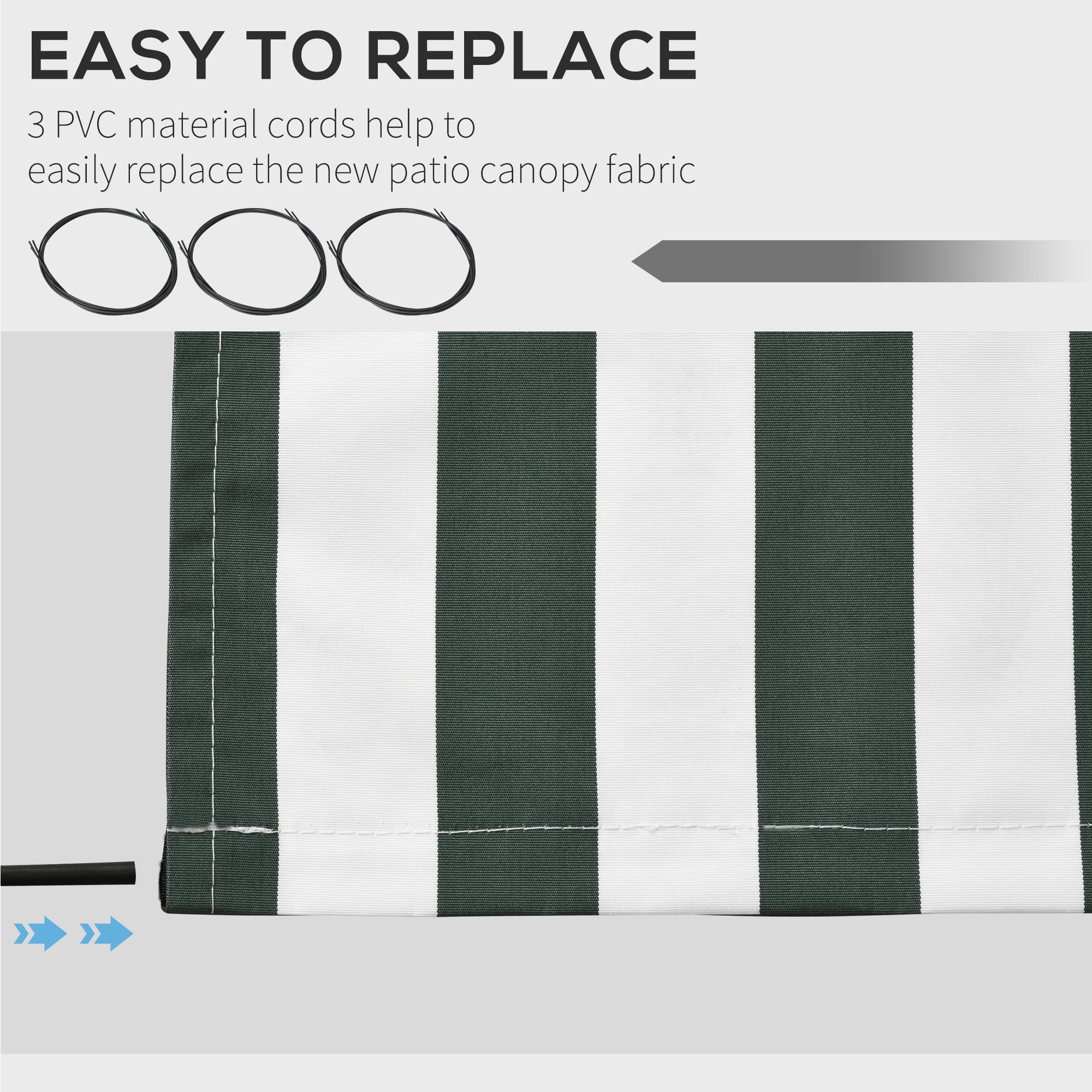 11' x 10' Retractable Awning Fabric Replacement, 280gsm UV Resistant Fabric, Green and White - Image 7