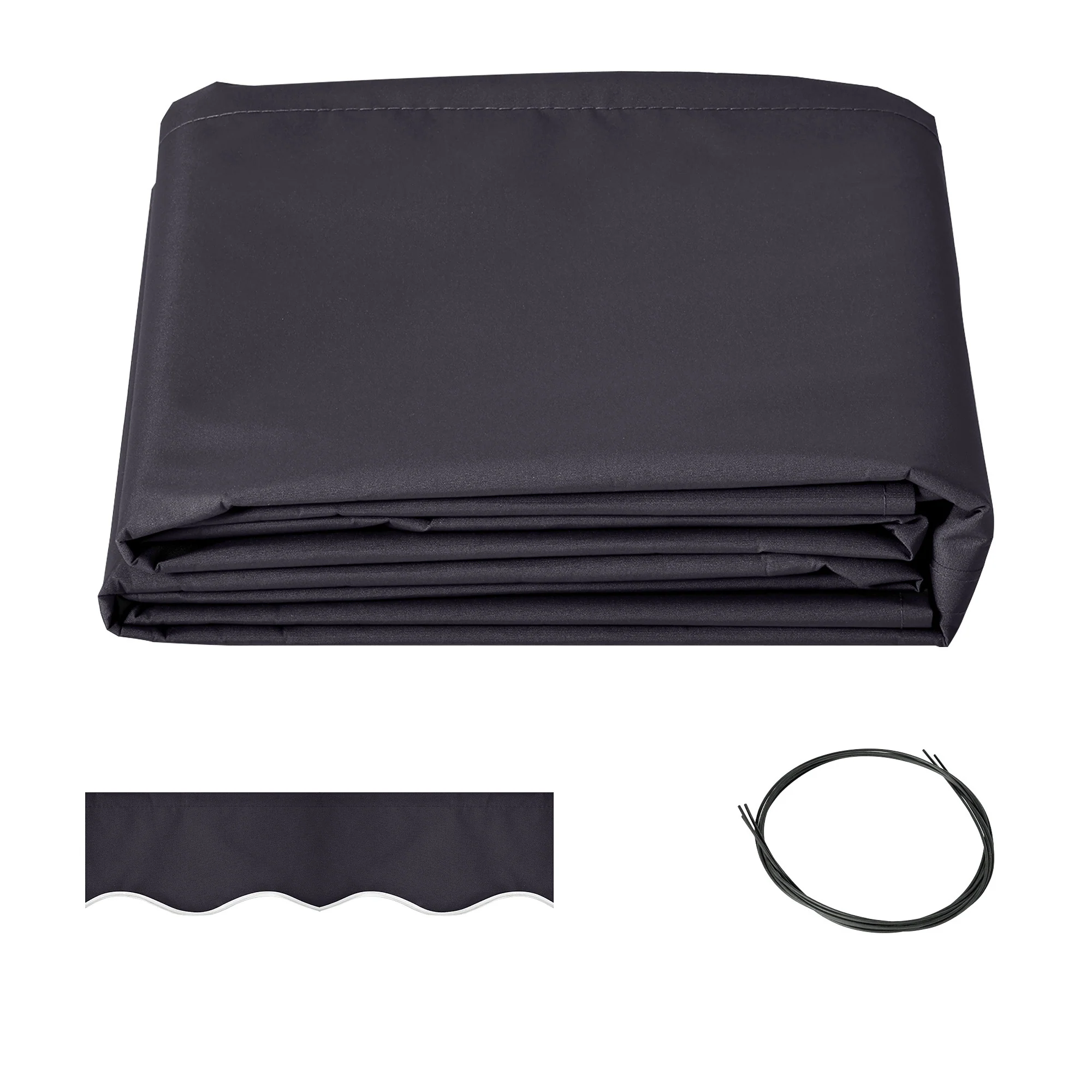 11' x 10' Retractable Awning Fabric Replacement, 280gsm UV Resistant Fabric, Grey