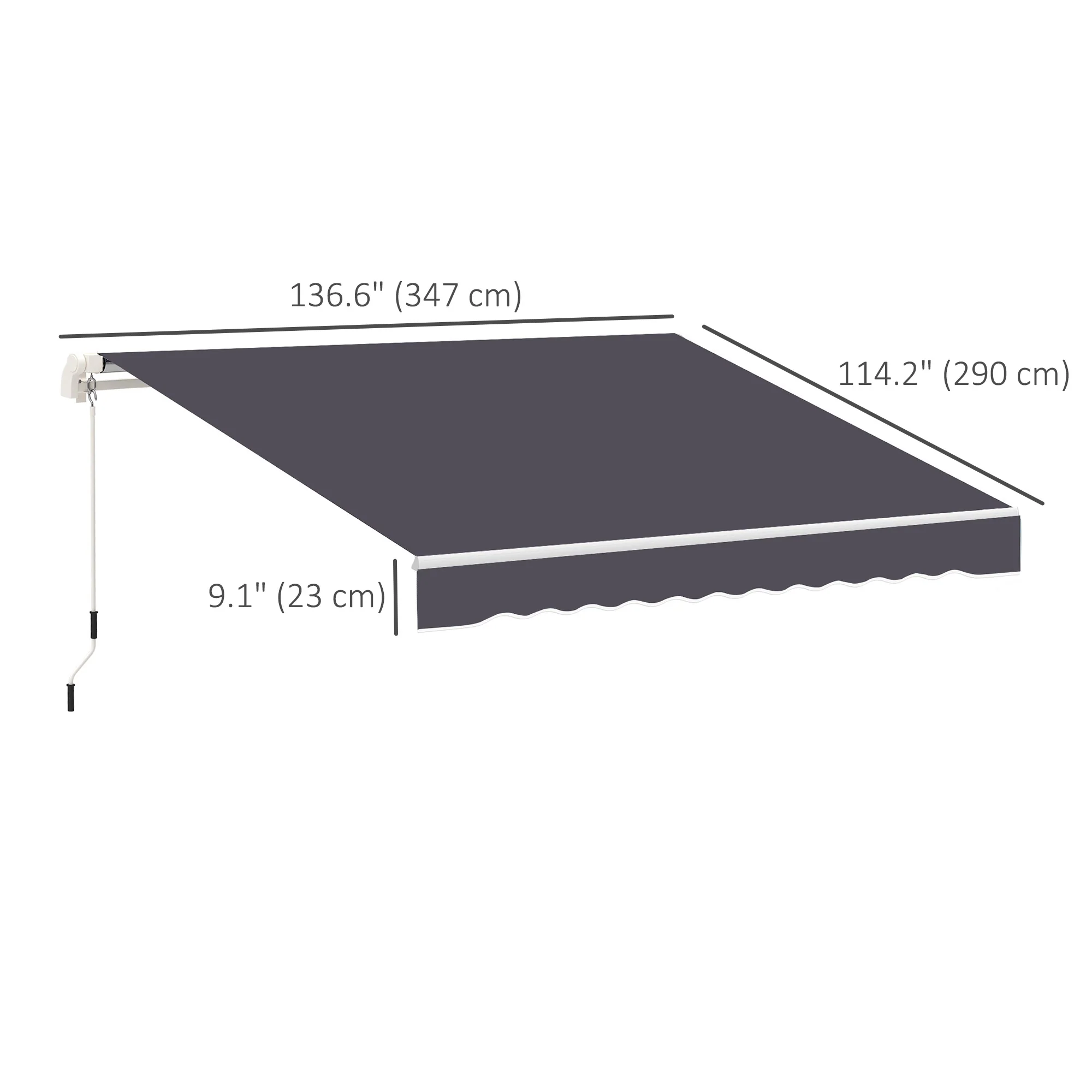 11' x 10' Retractable Awning Fabric Replacement, 280gsm UV Resistant Fabric, Grey - Image 5