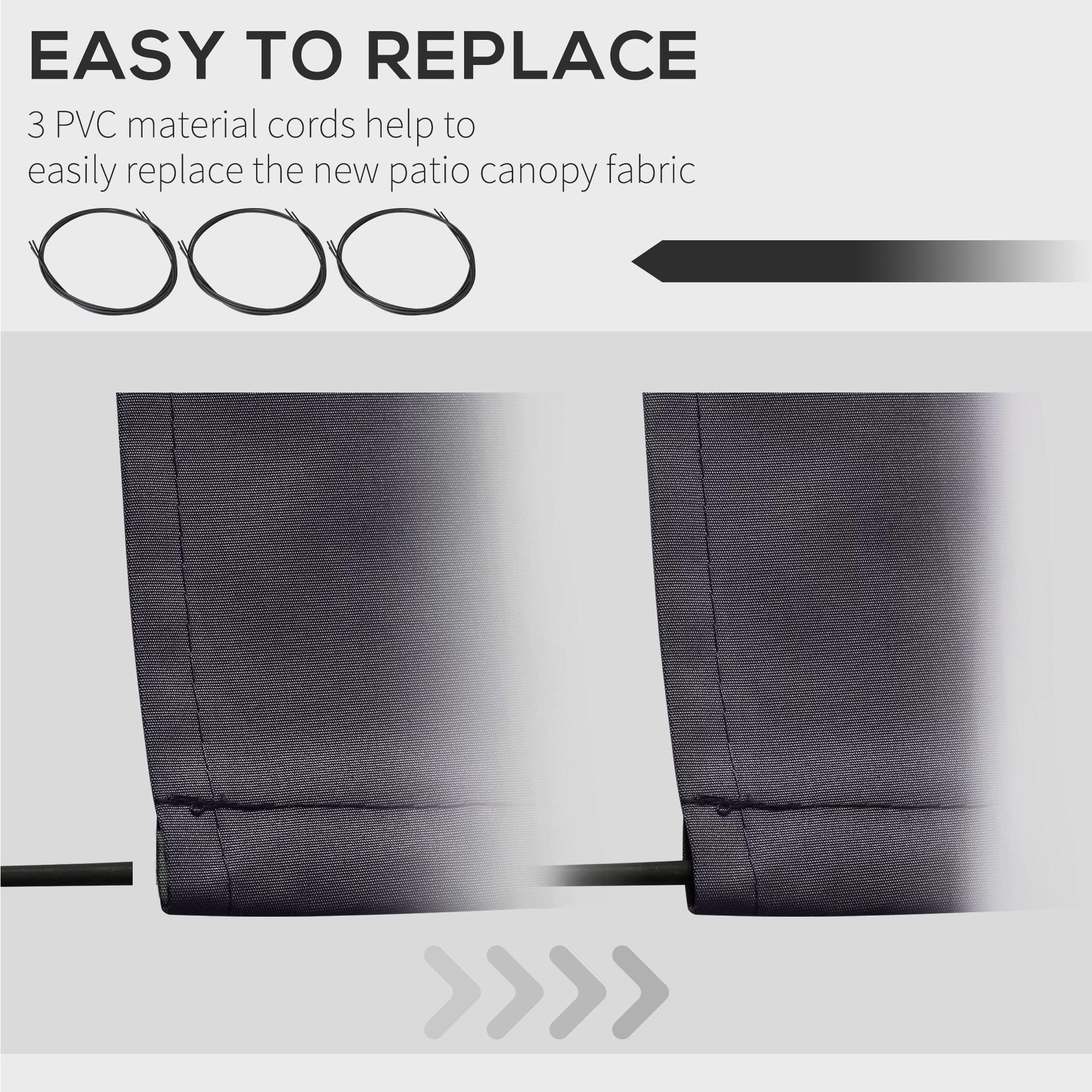 11' x 10' Retractable Awning Fabric Replacement, 280gsm UV Resistant Fabric, Grey - Image 7