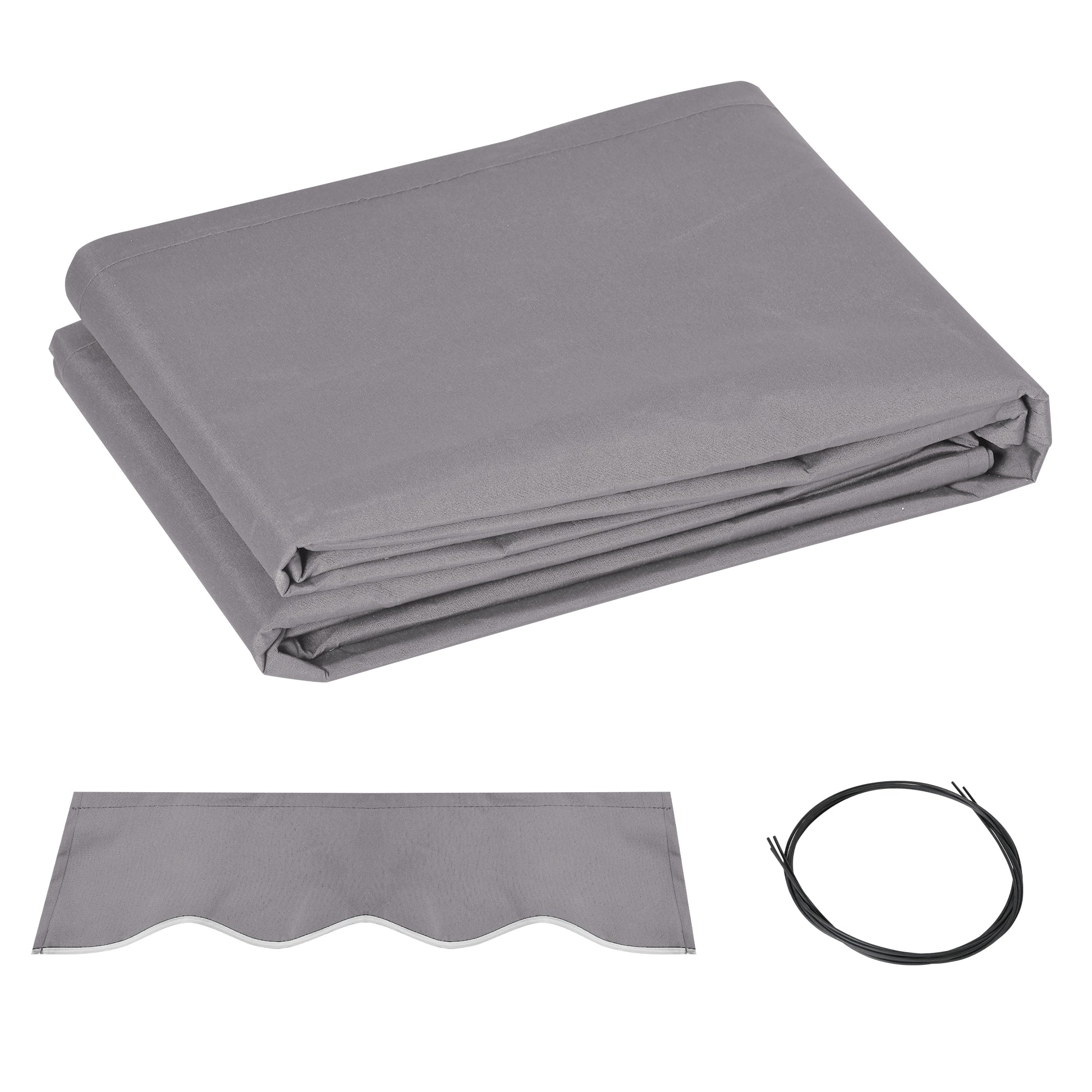 11' x 10' Retractable Awning Fabric Replacement, 280gsm UV Resistant Fabric, Light Grey