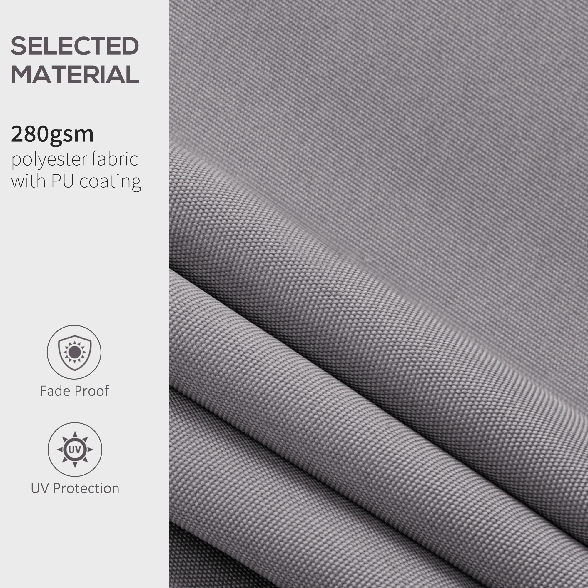 11' x 10' Retractable Awning Fabric Replacement, 280gsm UV Resistant Fabric, Light Grey - Image 6