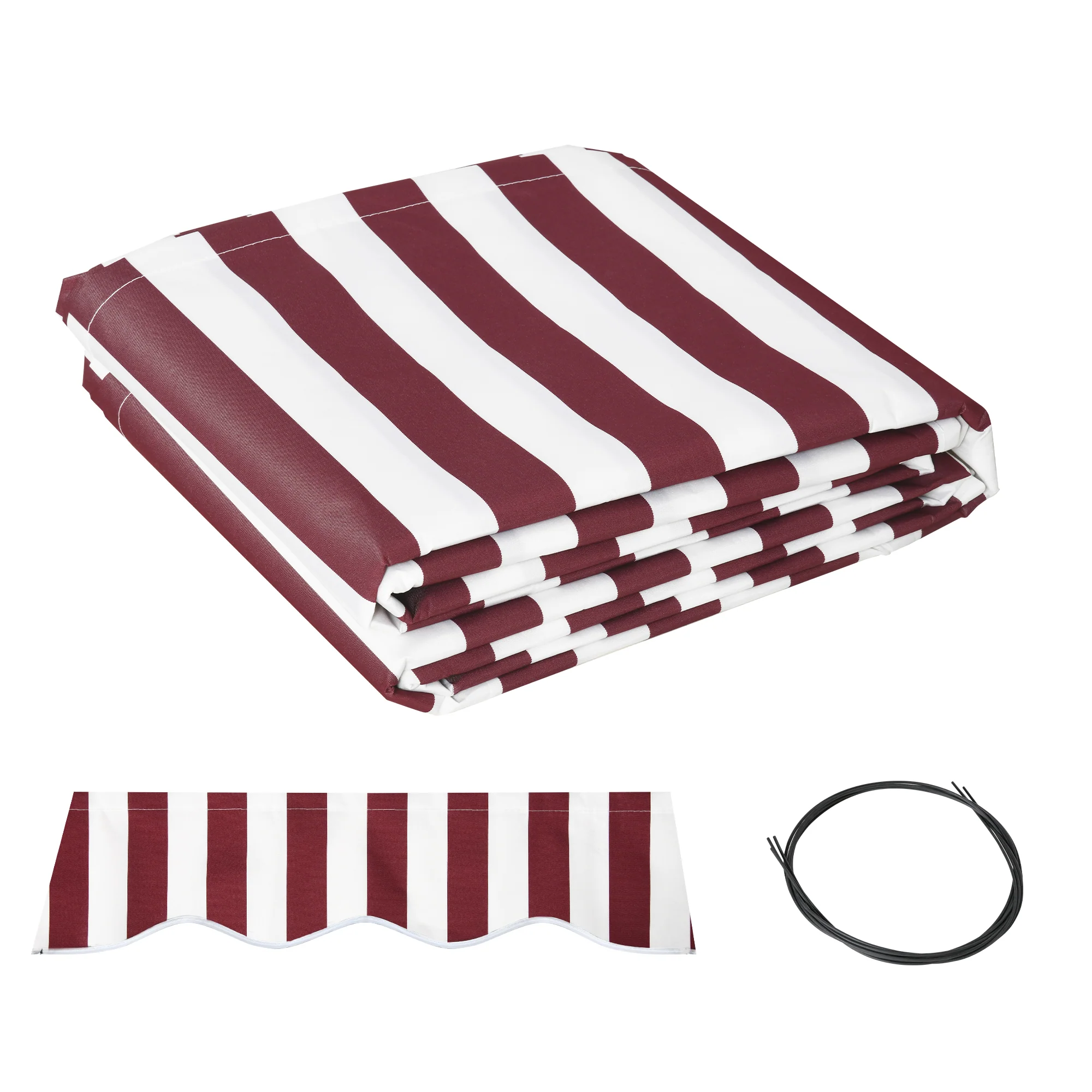 11' x 10' Retractable Awning Fabric Replacement, 280gsm UV Resistant Fabric, Red and White