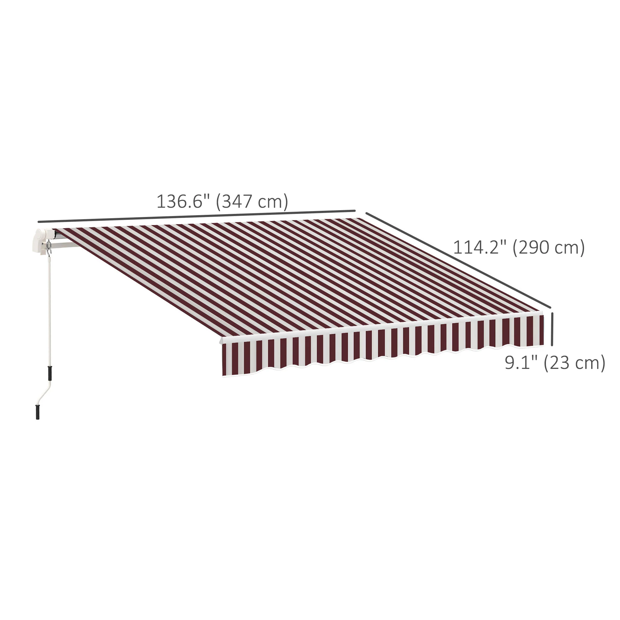 11' x 10' Retractable Awning Fabric Replacement, 280gsm UV Resistant Fabric, Red and White - Image 5