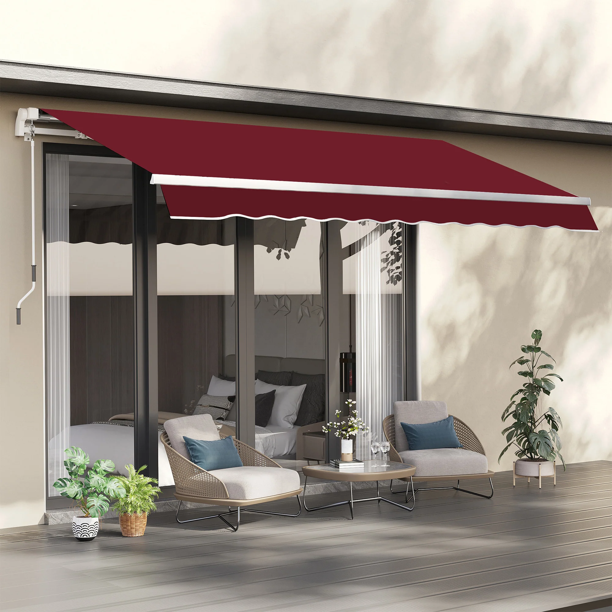 11' x 10' Retractable Awning Fabric Replacement, 280gsm UV Resistant Fabric, Wine Red - Image 3