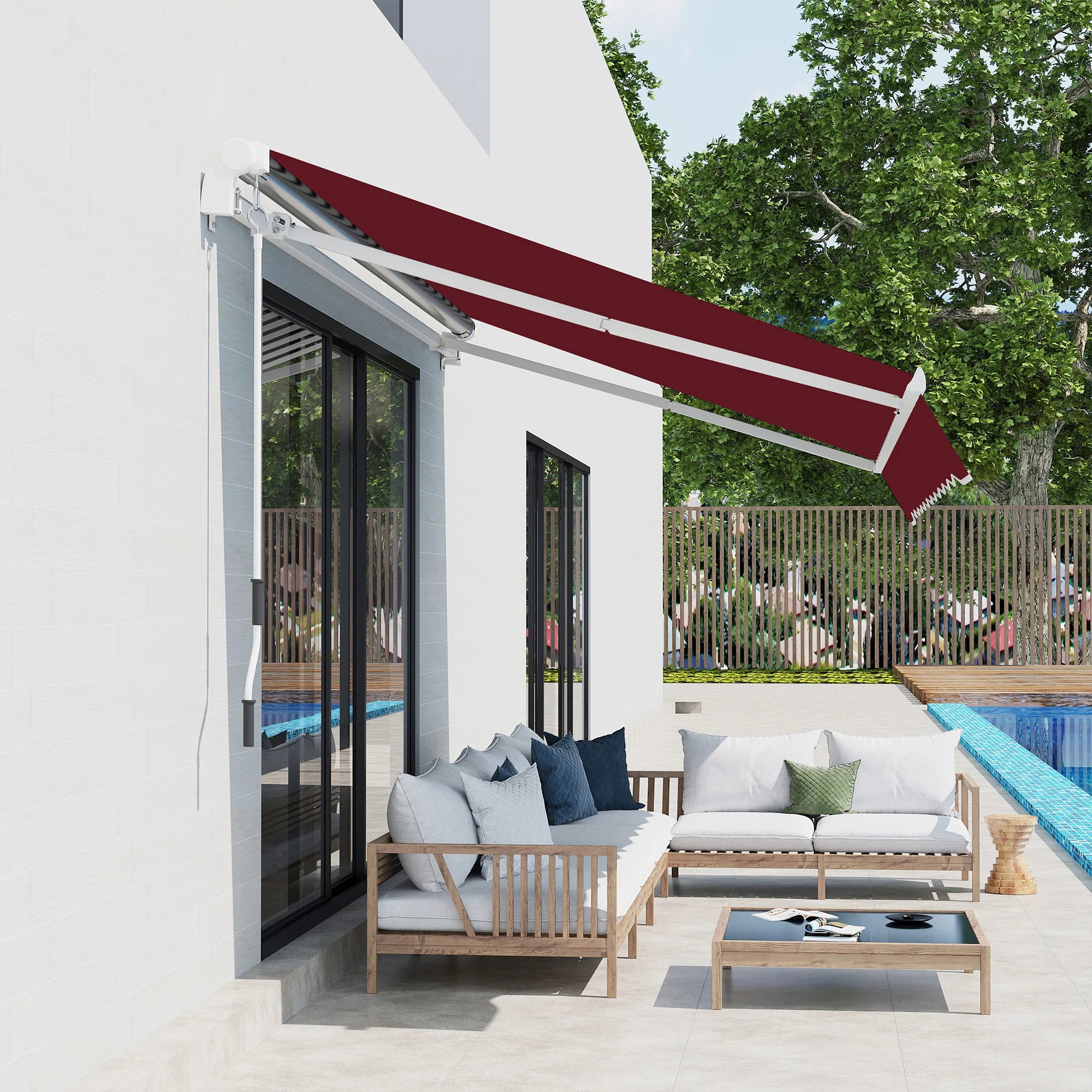 11' x 10' Retractable Awning Fabric Replacement, 280gsm UV Resistant Fabric, Wine Red - Image 4