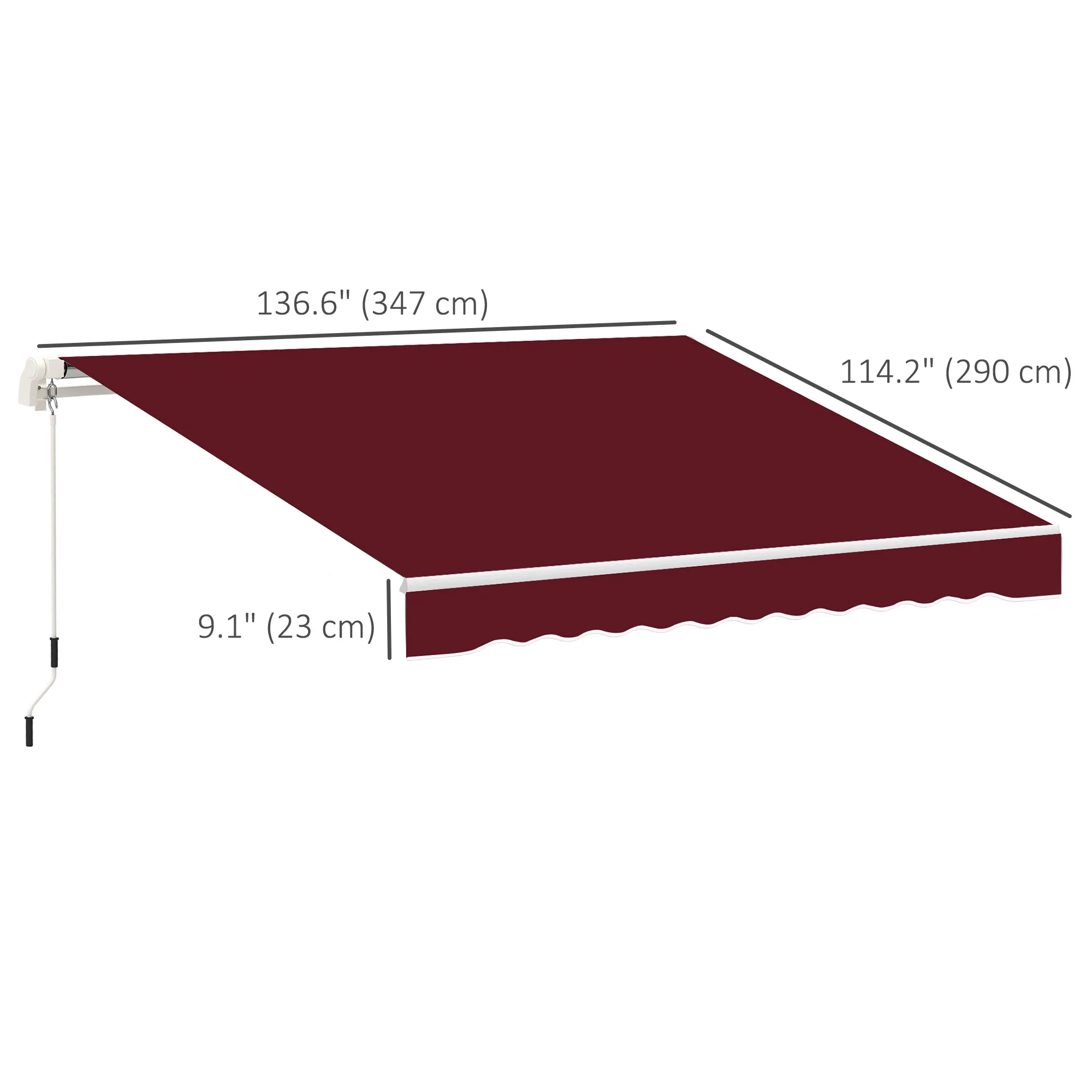 11' x 10' Retractable Awning Fabric Replacement, 280gsm UV Resistant Fabric, Wine Red - Image 5