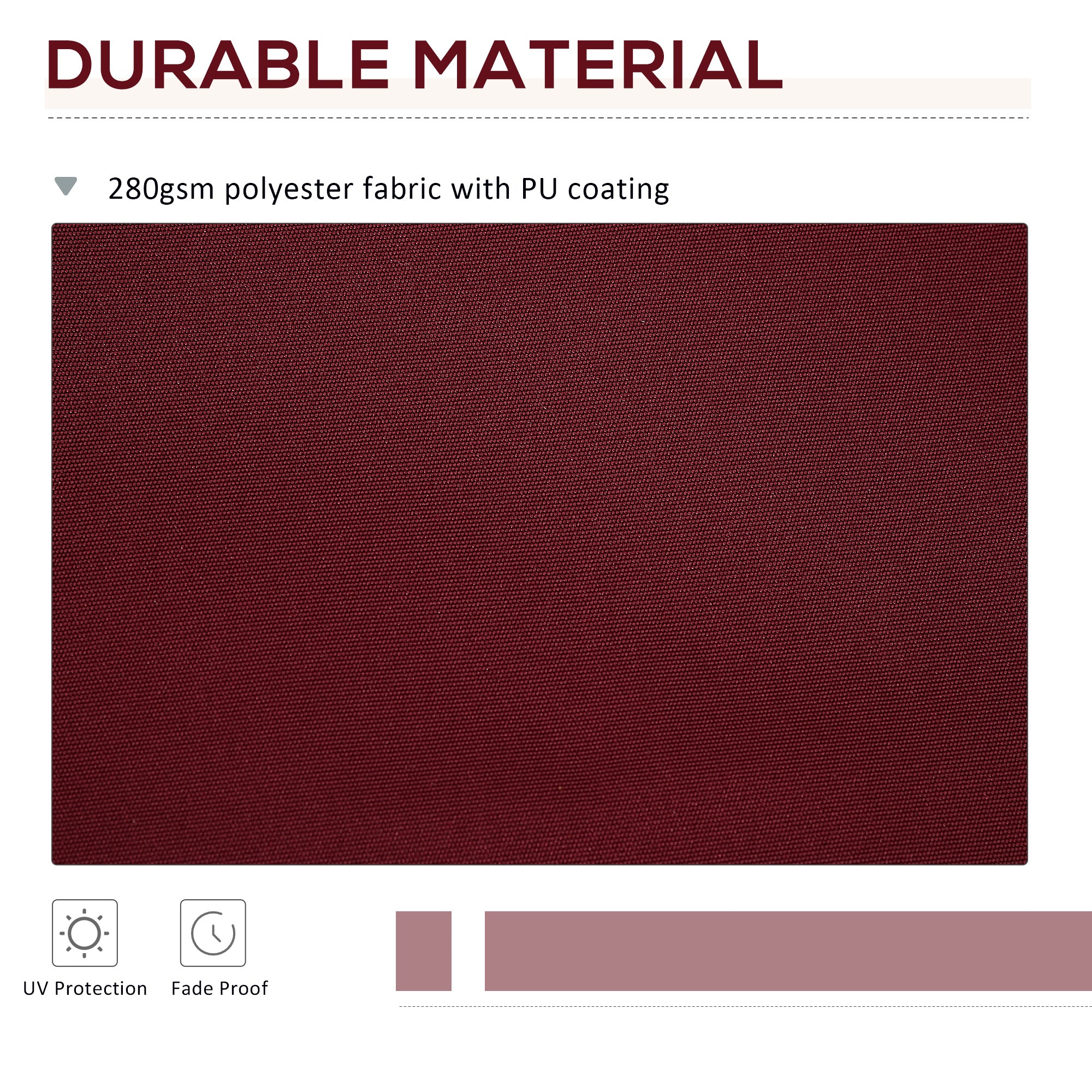 11' x 10' Retractable Awning Fabric Replacement, 280gsm UV Resistant Fabric, Wine Red - Image 6