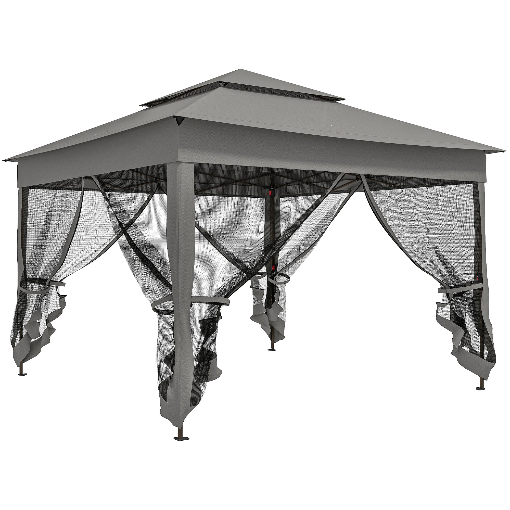 11' x 11' Pop-Up Canopy with 2-Tier Soft Top and Zipper Netting, Dark Grey - Image 12