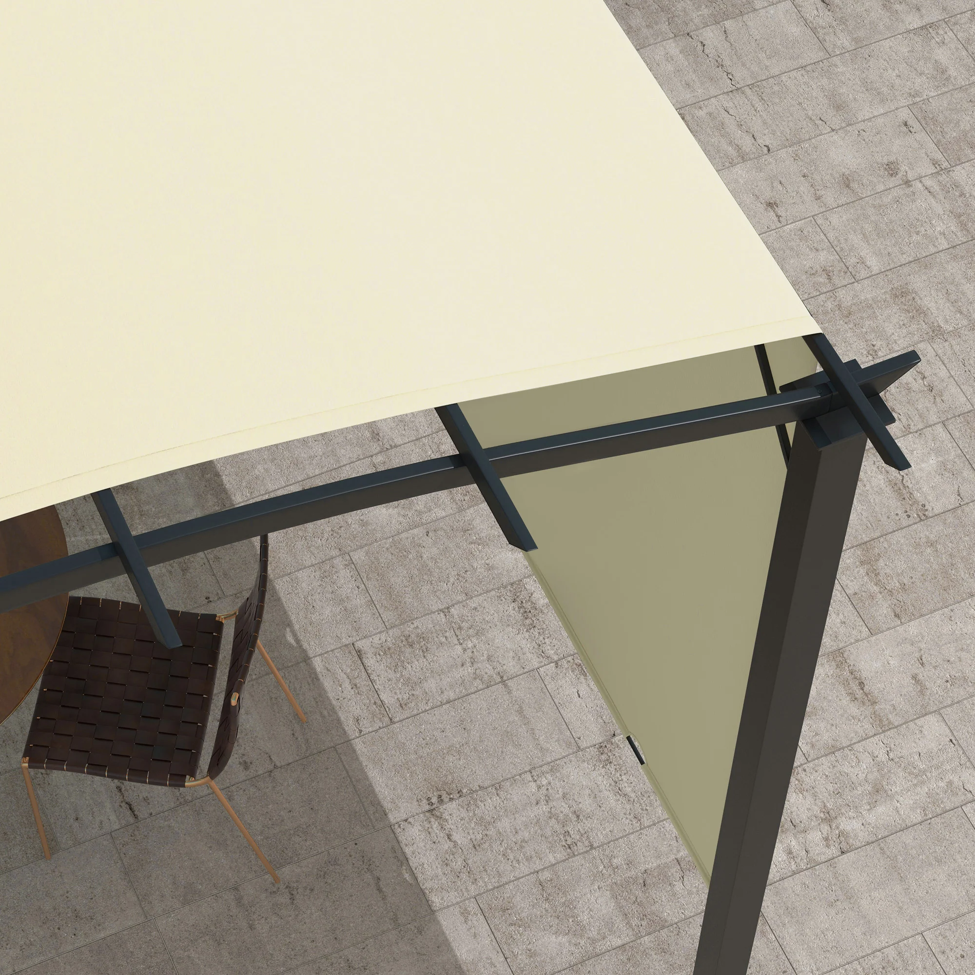 11' x 11' Retractable Pergola Canopy with Arched Metal Frame, Beige - Image 11