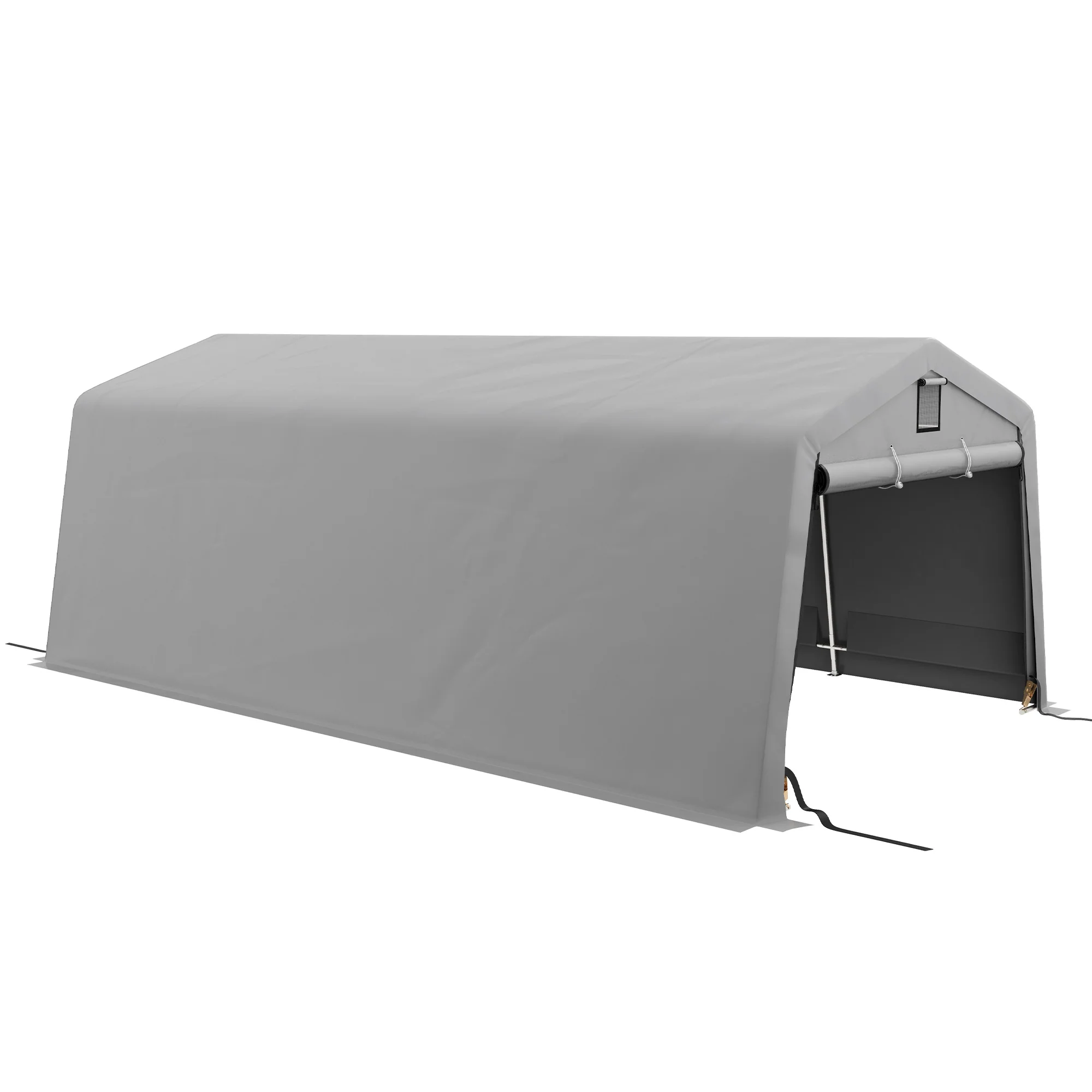 11' x 20' Heavy Duty Carport with 2 Ventilation Windows and Large Door, Grey