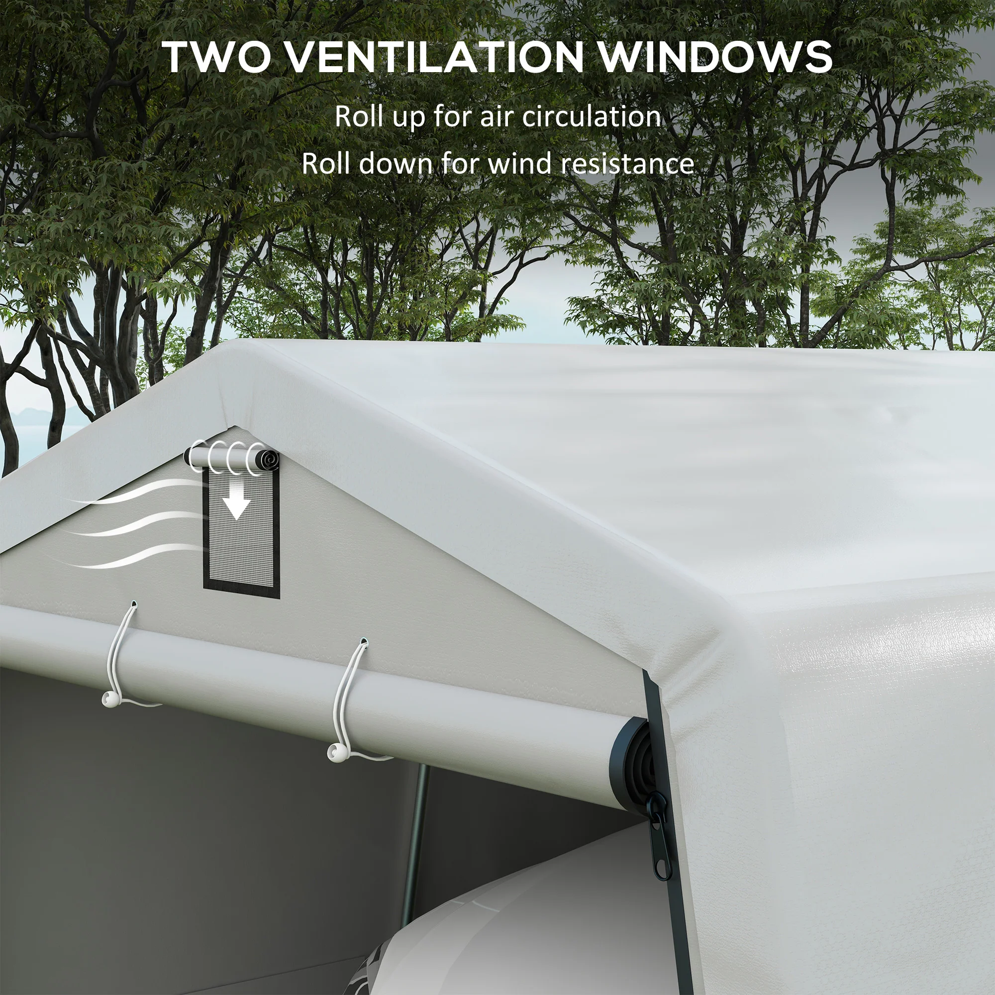 11' x 20' Heavy Duty Carport with 2 Ventilation Windows and Large Door, Grey - Image 9