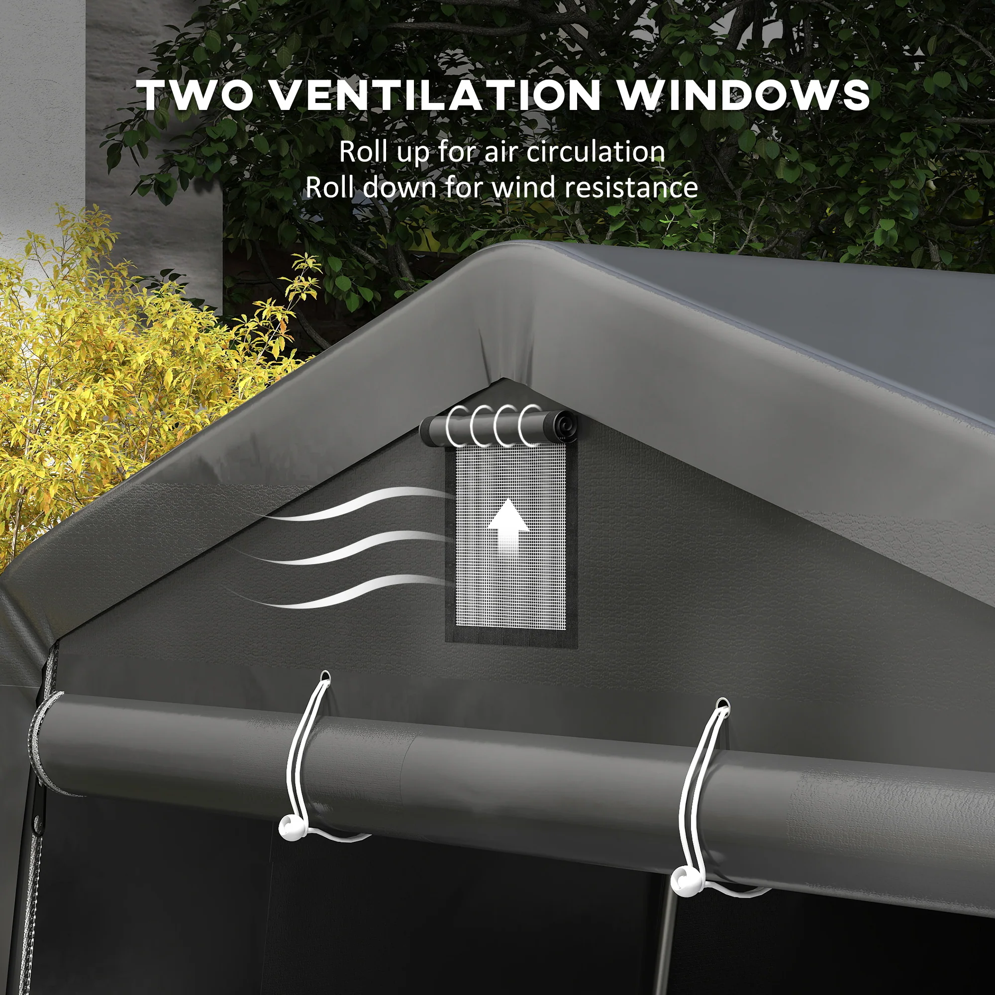 11' x 20' Heavy Duty Carport with 2 Ventilation Windows and Large Door, Dark Grey - Image 9