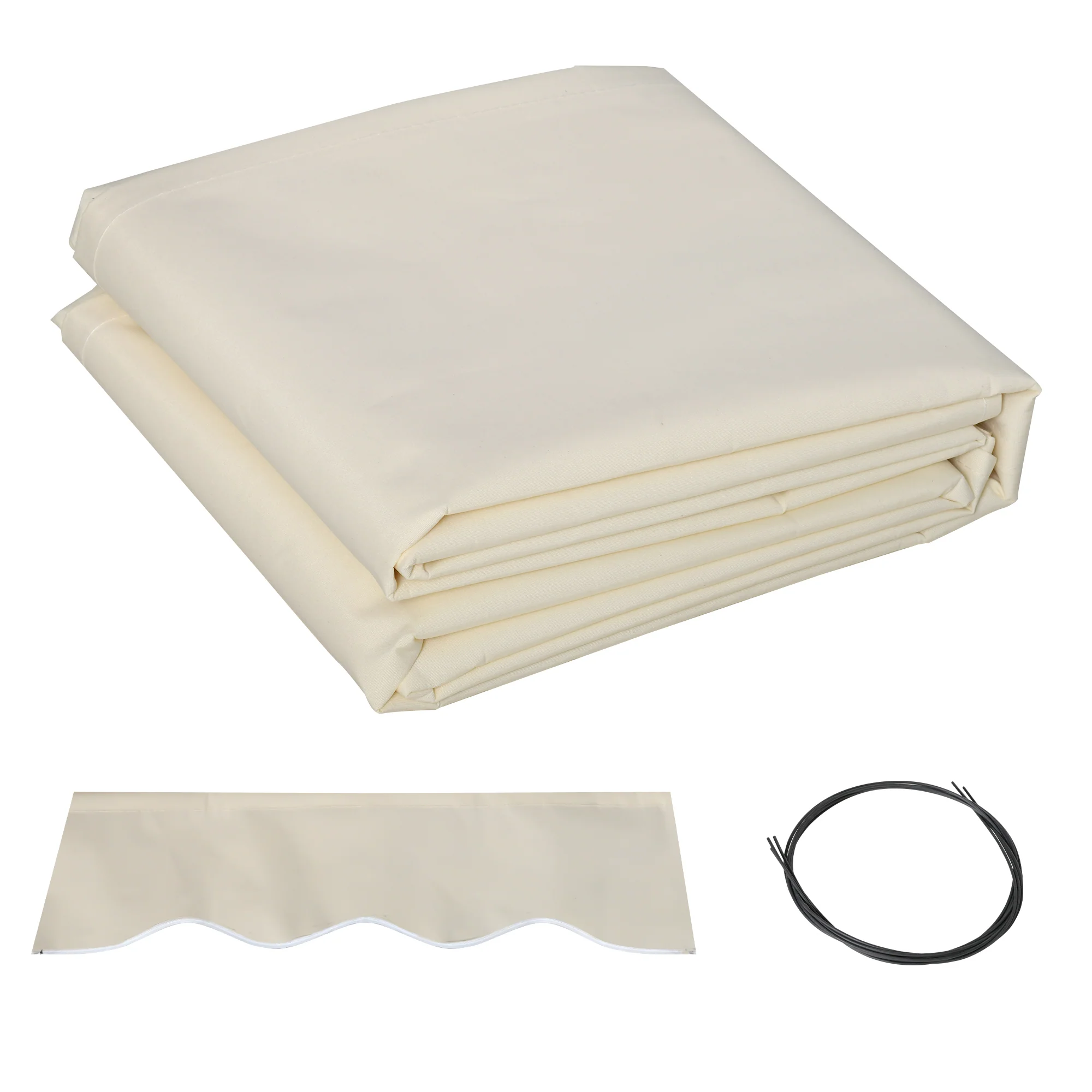11' x 8' Retractable Awning Fabric Replacement, 280gsm UV Resistant Fabric, Cream White