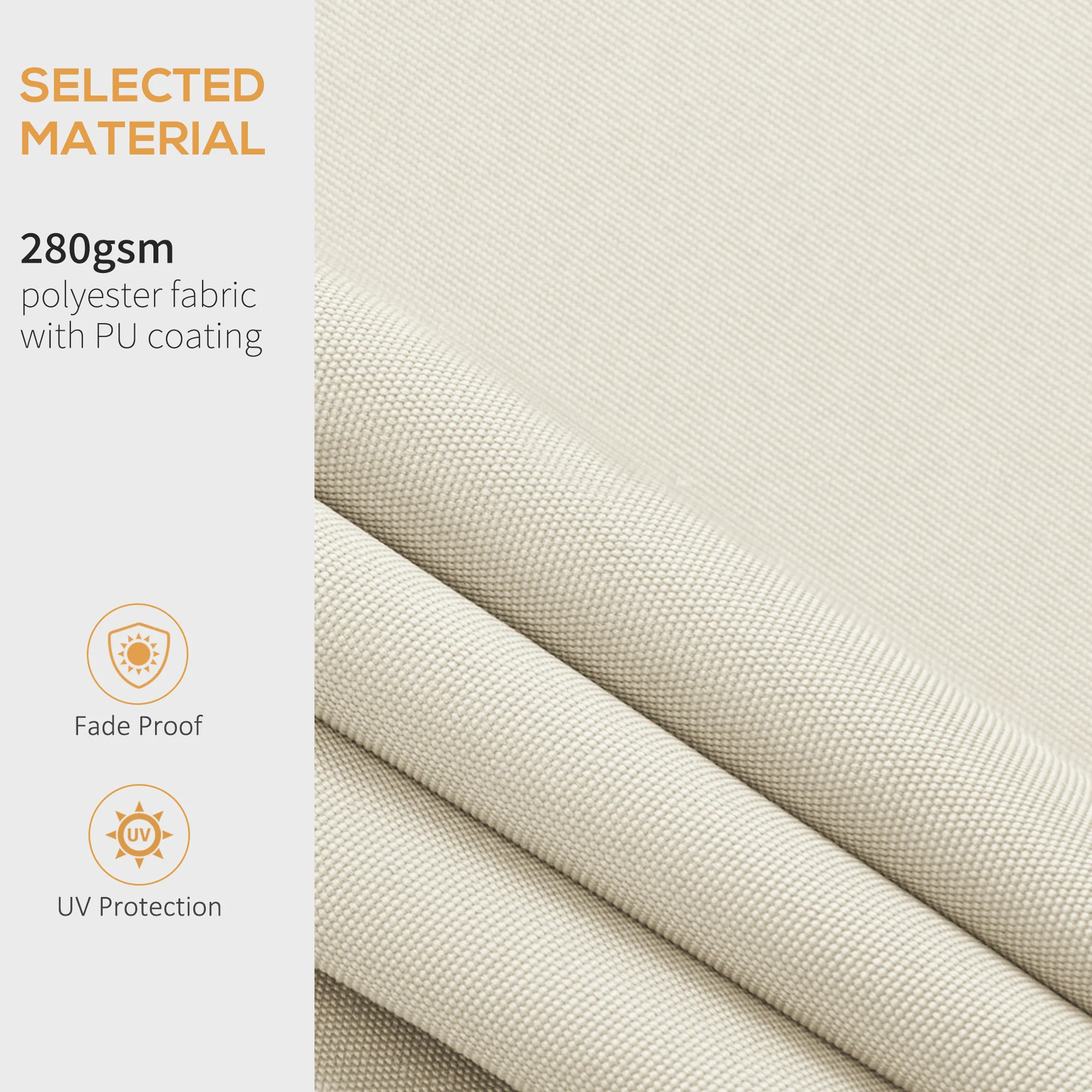 11' x 8' Retractable Awning Fabric Replacement, 280gsm UV Resistant Fabric, Cream White - Image 6