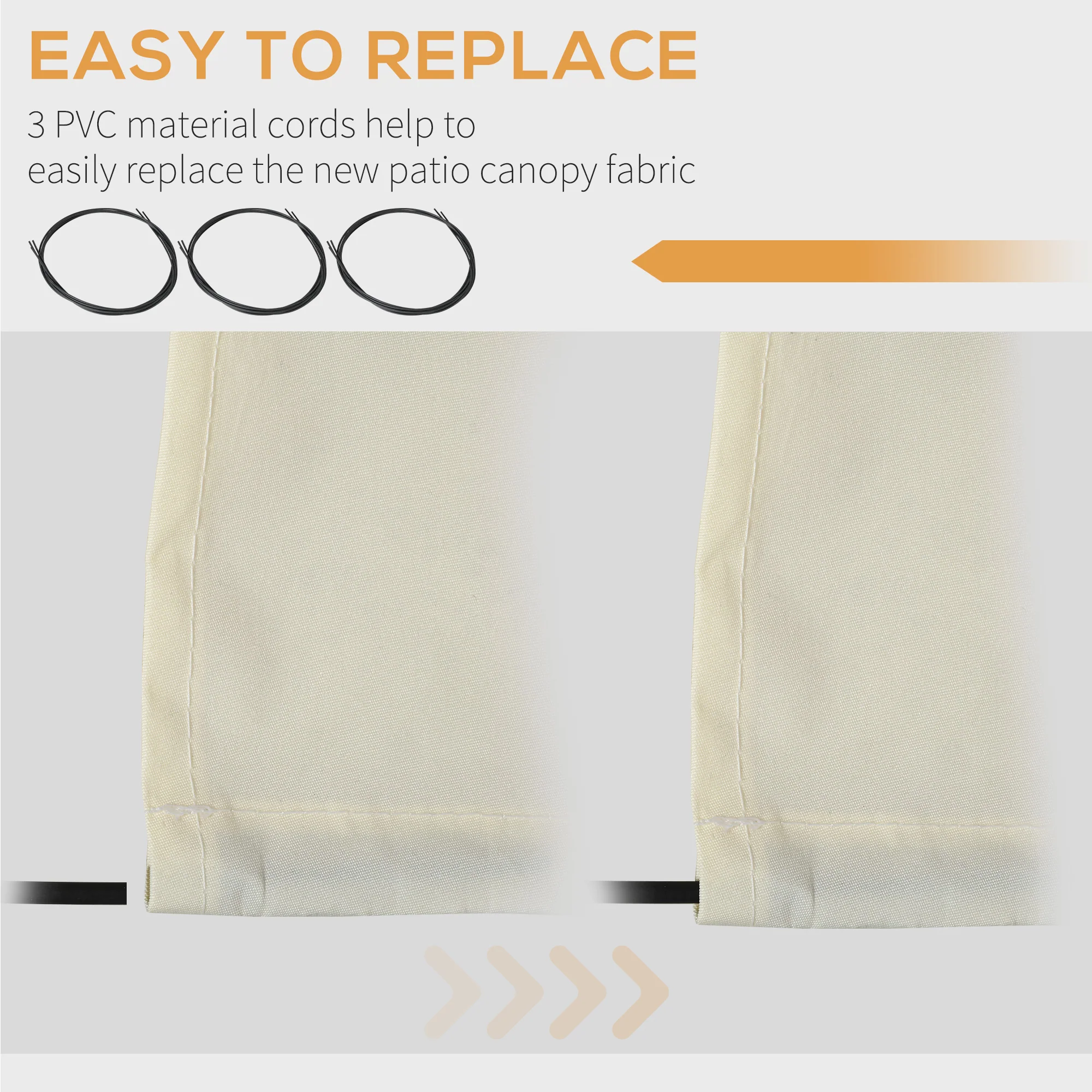 11' x 8' Retractable Awning Fabric Replacement, 280gsm UV Resistant Fabric, Cream White - Image 7