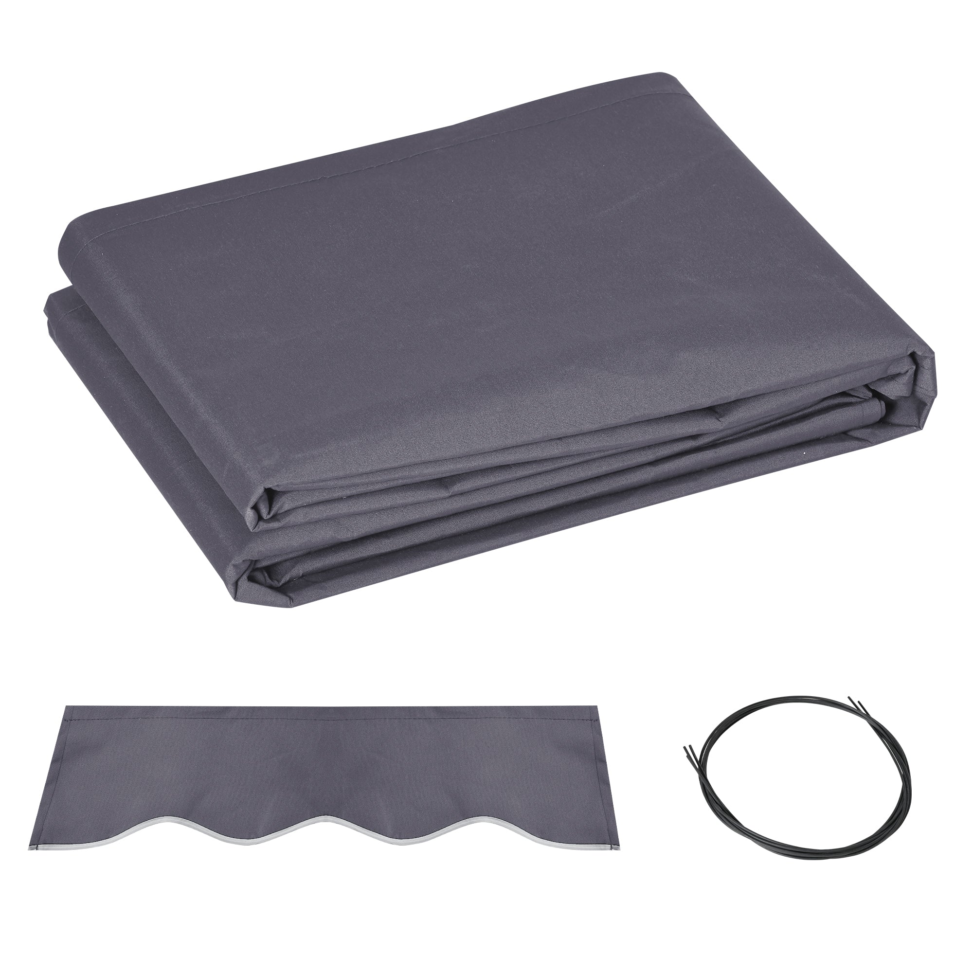 11' x 8' Retractable Awning Fabric Replacement, 280gsm UV Resistant Fabric, Grey