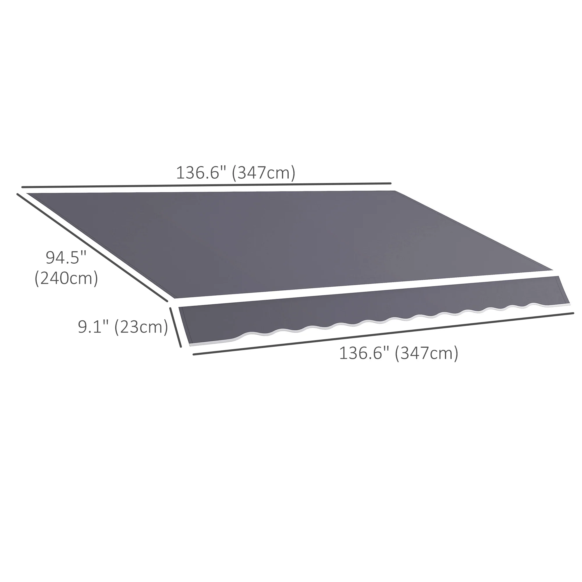 11' x 8' Retractable Awning Fabric Replacement, 280gsm UV Resistant Fabric, Grey - Image 5