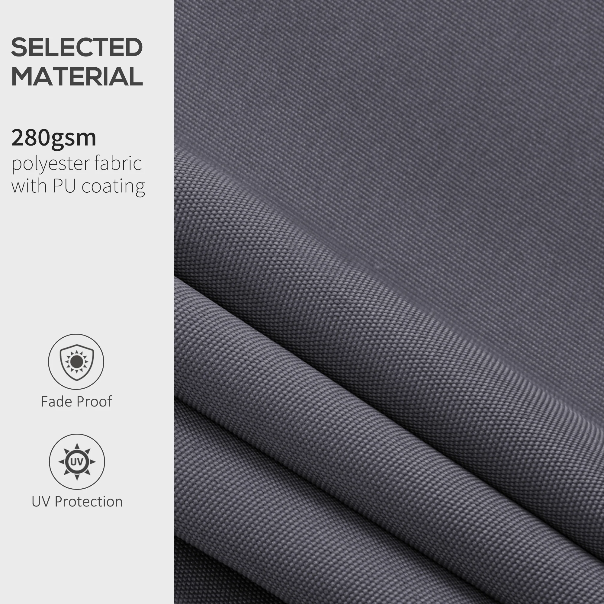 11' x 8' Retractable Awning Fabric Replacement, 280gsm UV Resistant Fabric, Grey - Image 6