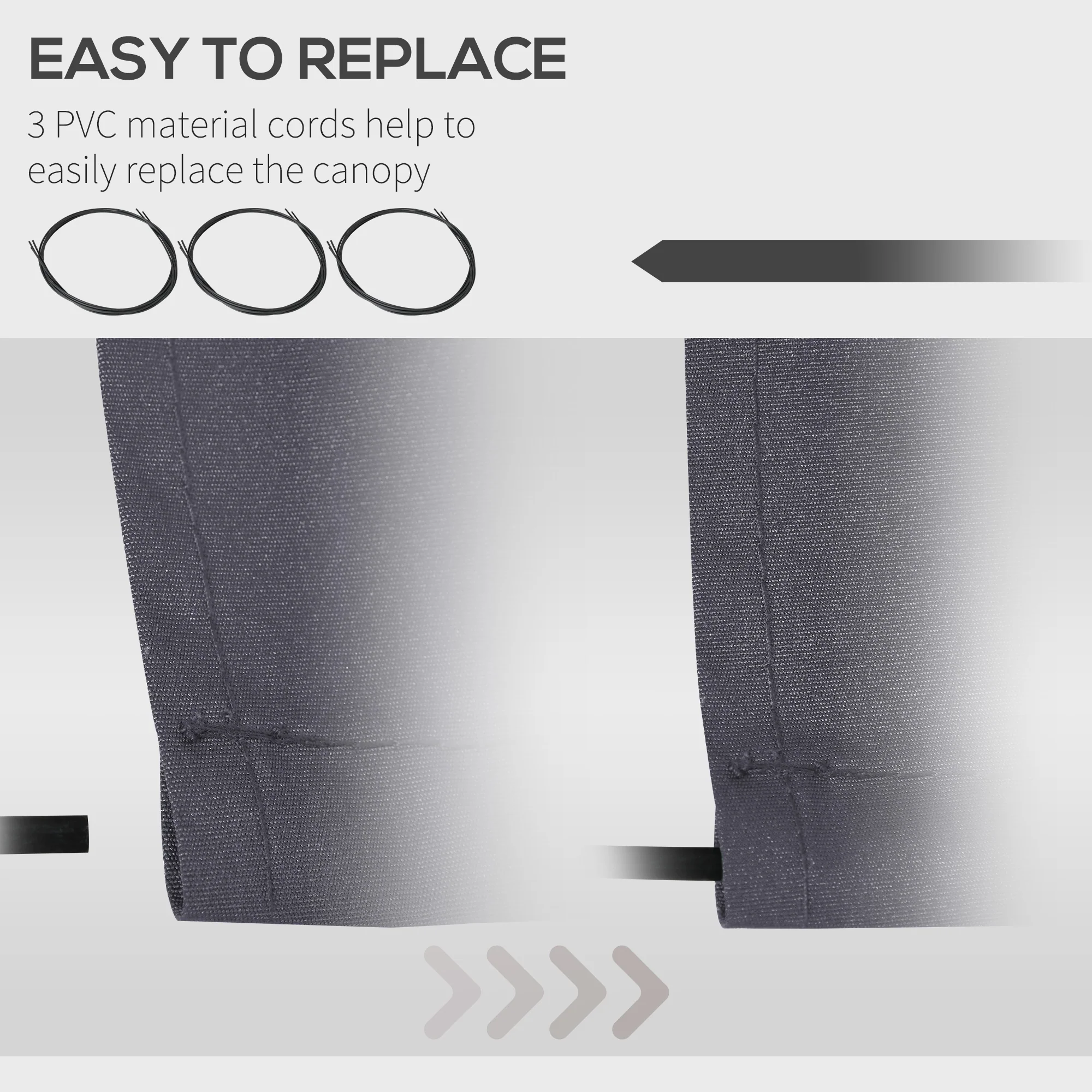 11' x 8' Retractable Awning Fabric Replacement, 280gsm UV Resistant Fabric, Grey - Image 7