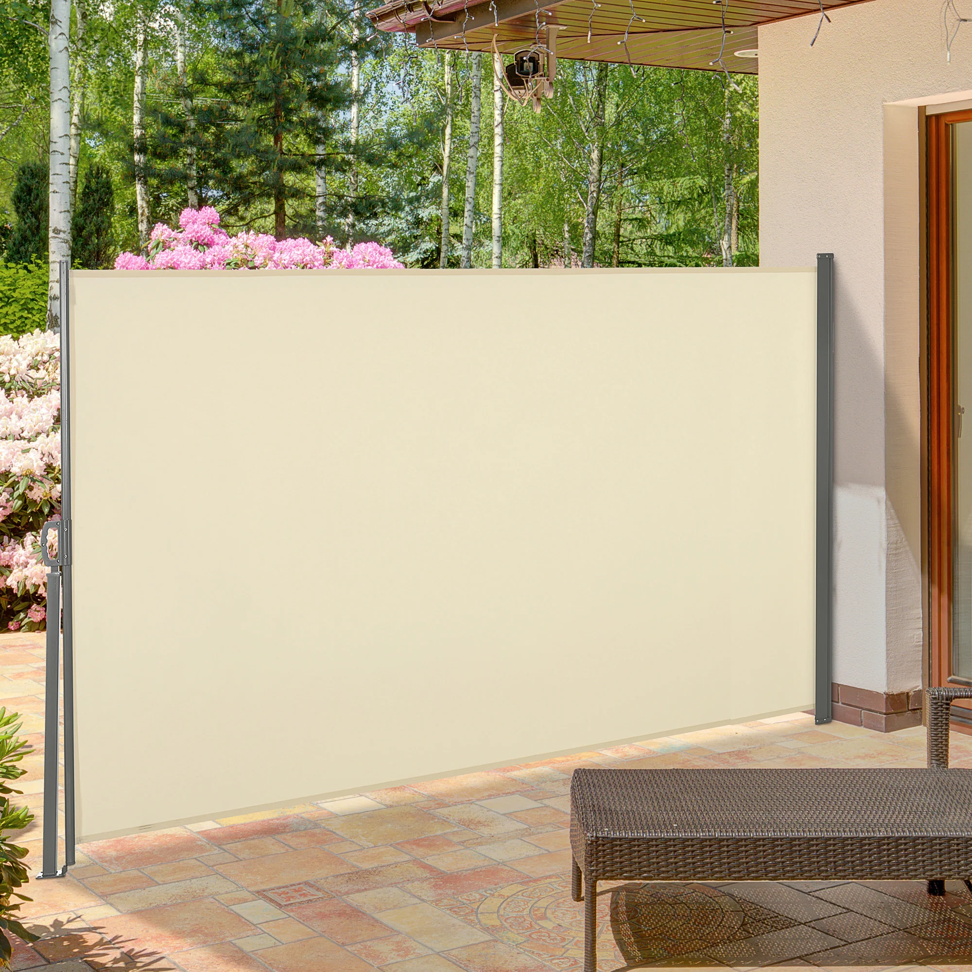 118" x 63" Retractable Side Awning with UV & Wind Protection, Cream White - Image 3
