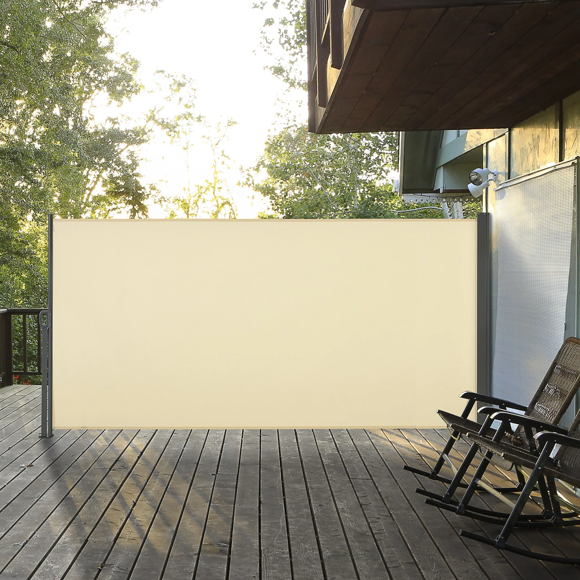 118" x 63" Retractable Side Awning with UV & Wind Protection, Cream White - Image 4