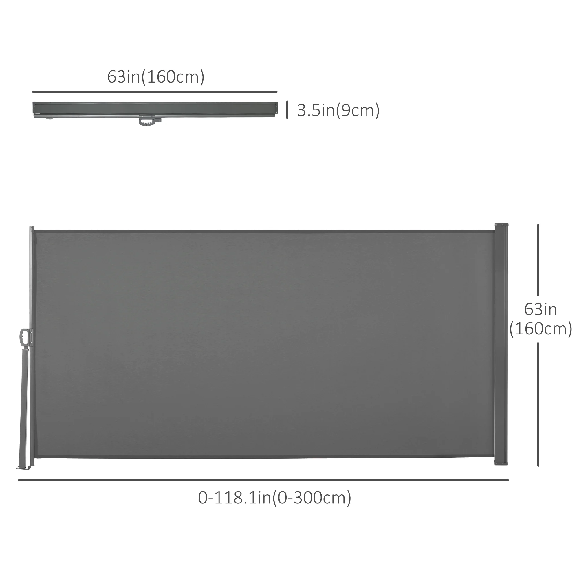 118" x 63" Retractable Side Awning with UV & Wind Protection, Light Grey - Image 5