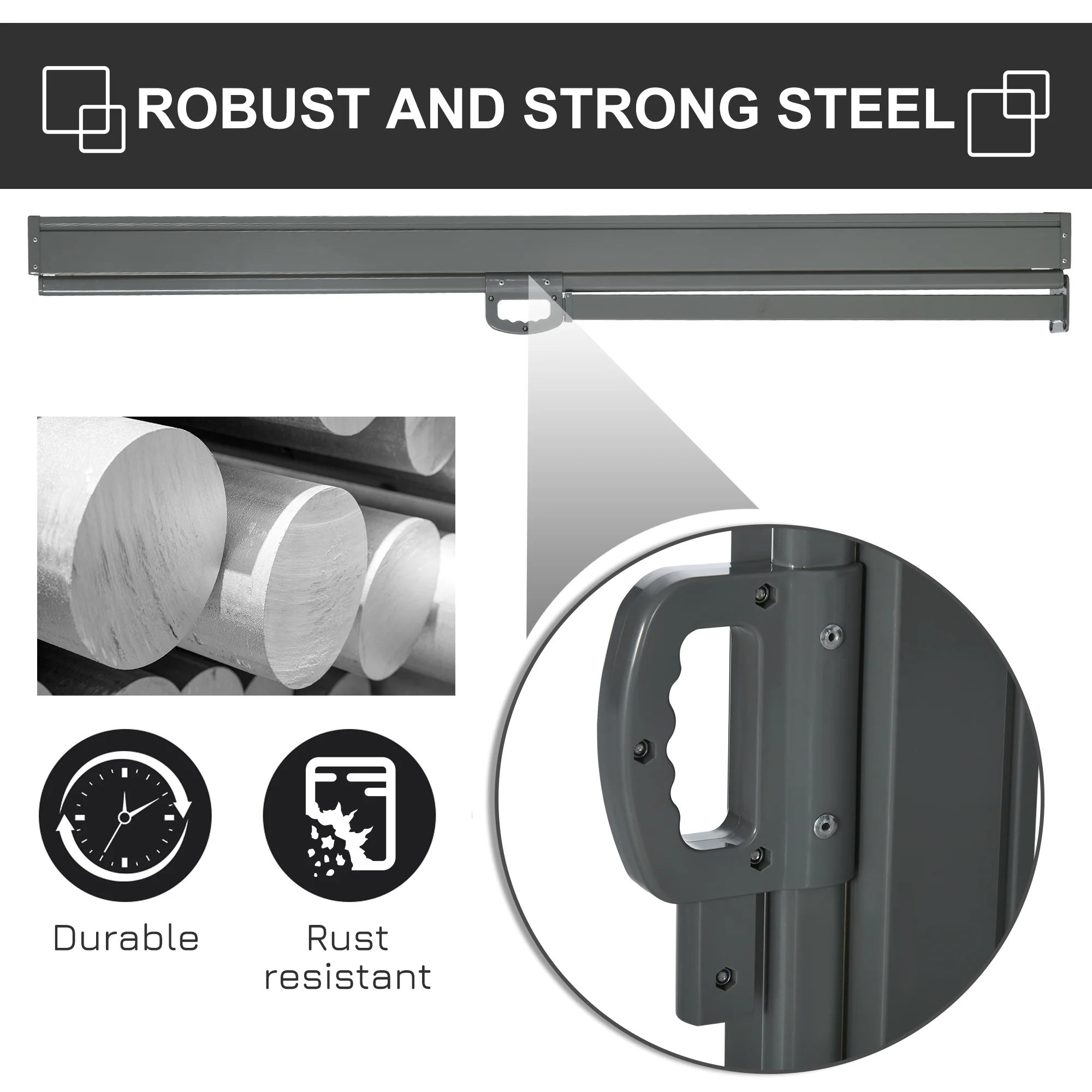 118" x 63" Retractable Side Awning with UV & Wind Protection, Light Grey - Image 7