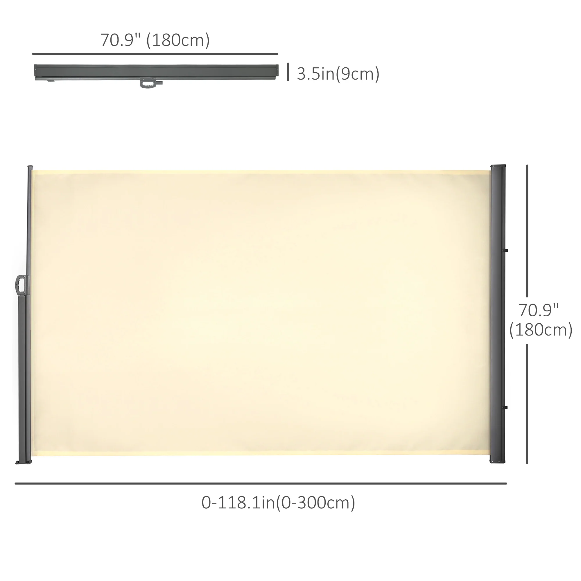 118" x 71" Retractable Side Awning with UV & Wind Protection, Cream White - Image 5