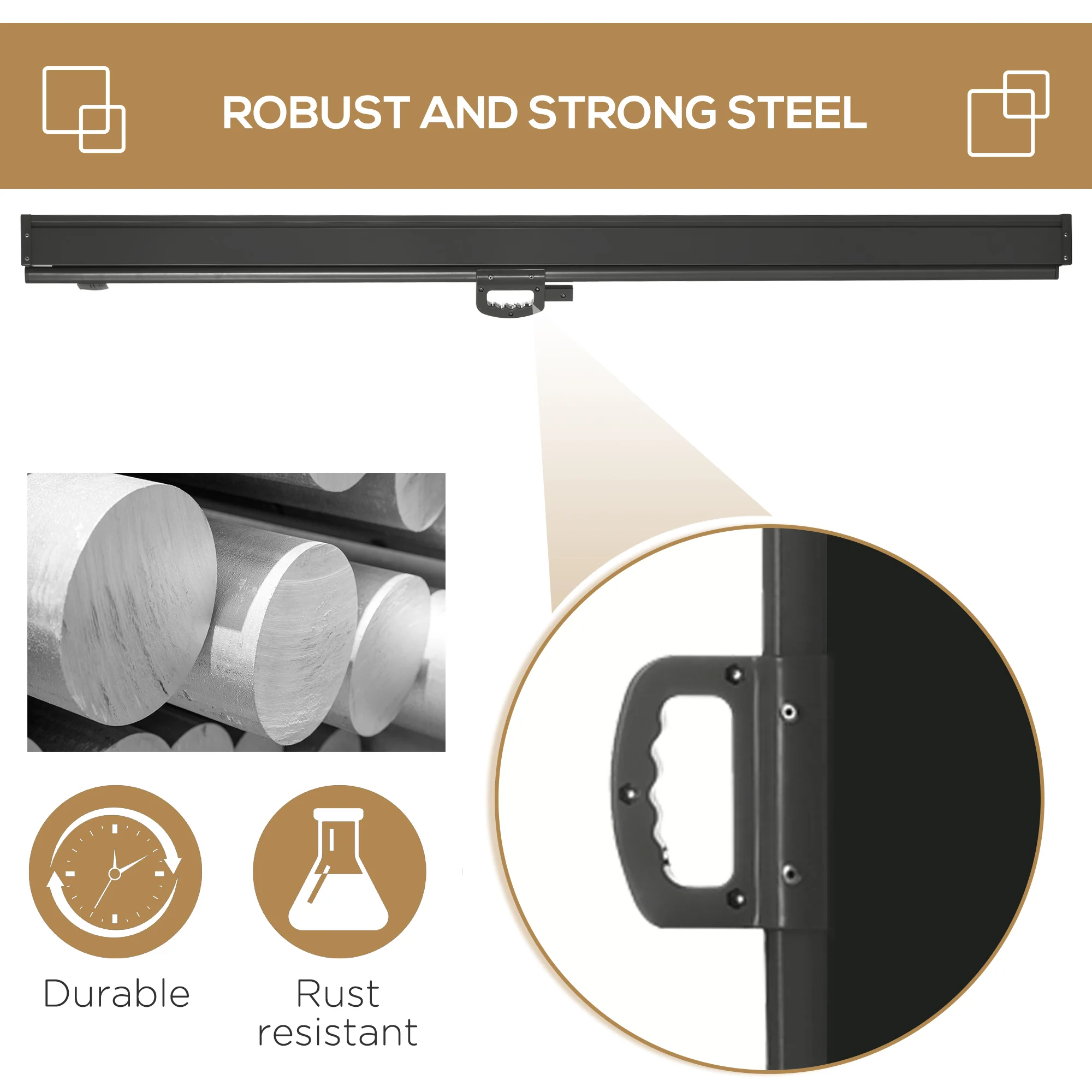 118" x 79" Retractable Side Awning with UV & Wind Protection, Black - Image 7