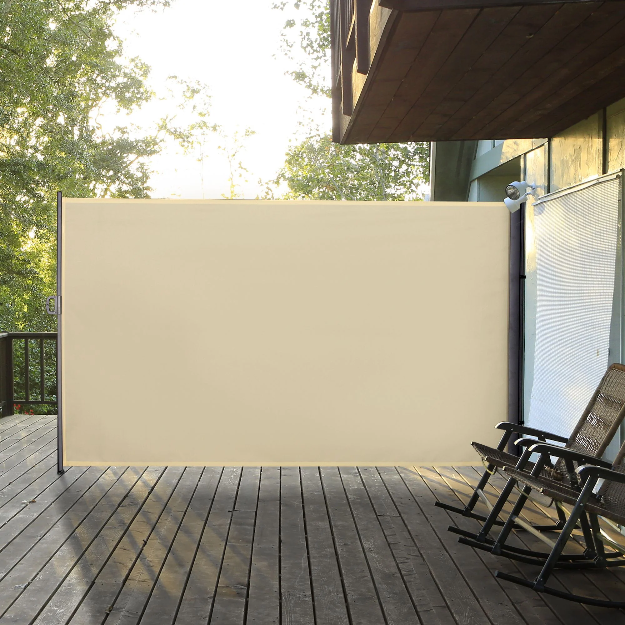 118" x 79" Retractable Side Awning with UV & Wind Protection, Cream White - Image 4