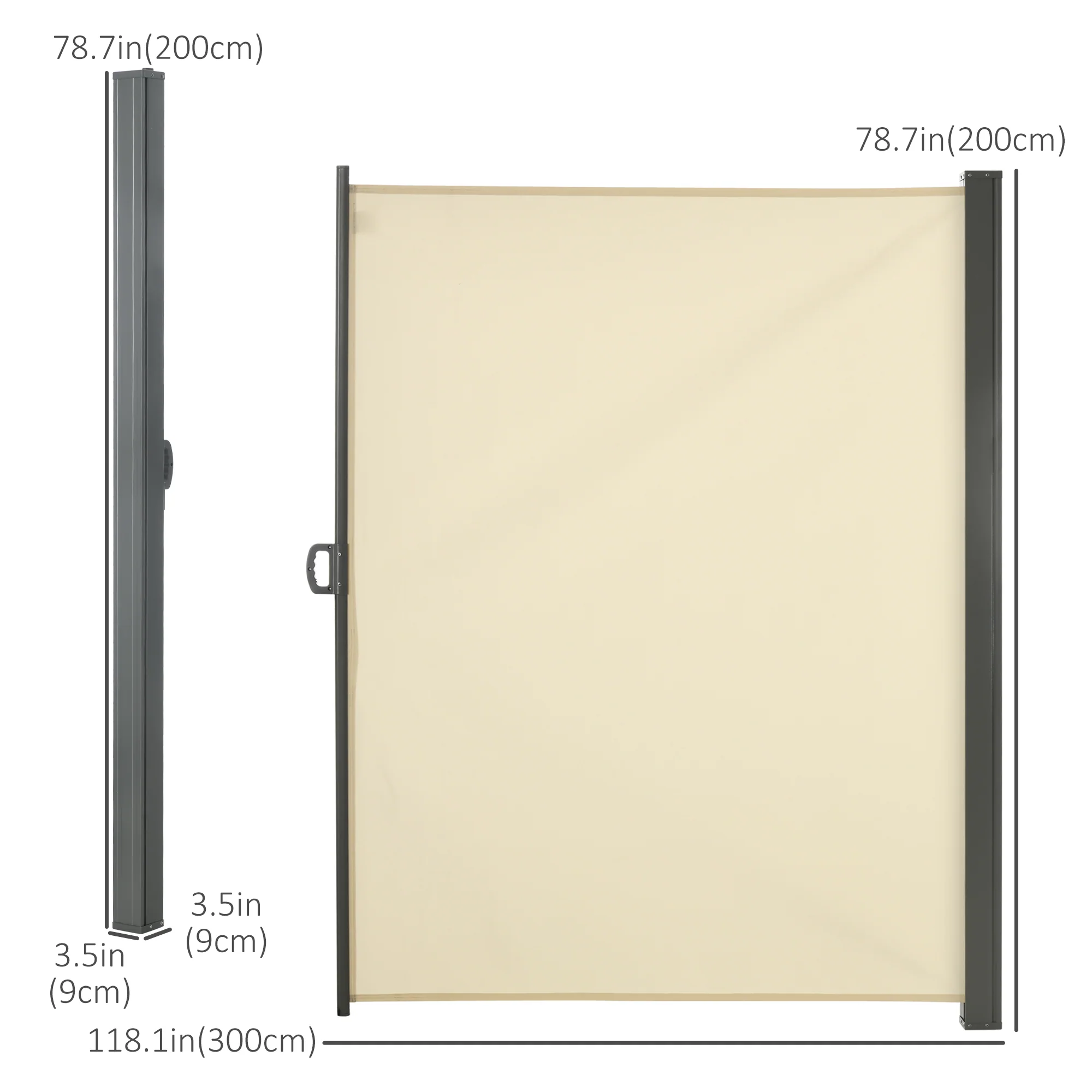 118" x 79" Retractable Side Awning with UV & Wind Protection, Cream White - Image 5