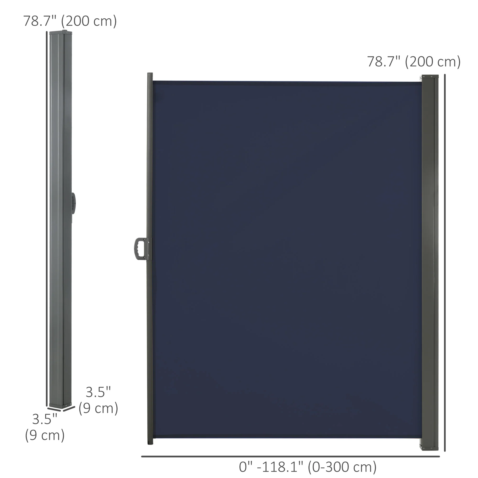 118" x 79" Retractable Side Awning with UV & Wind Protection, Dark Blue - Image 5