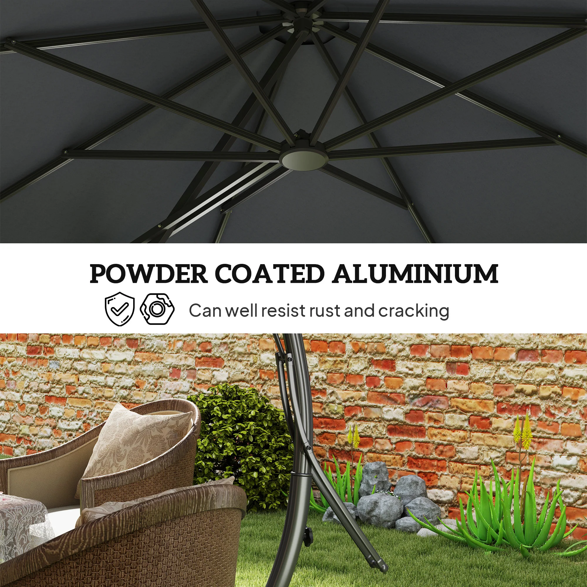 11' Patio Umbrella with 360° Rotation & UPF 50+ Protection - Image 6