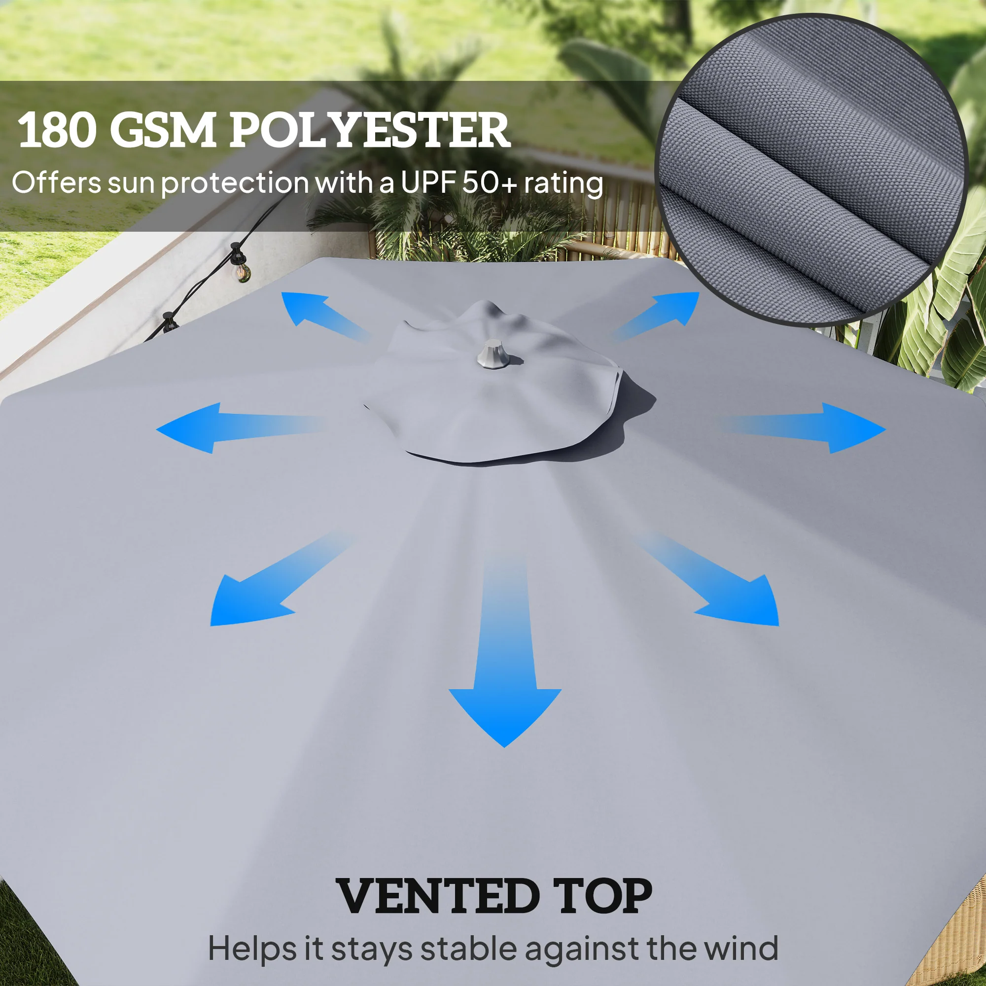11' Patio Umbrella with 360° Rotation & UPF 50+ Protection - Image 8