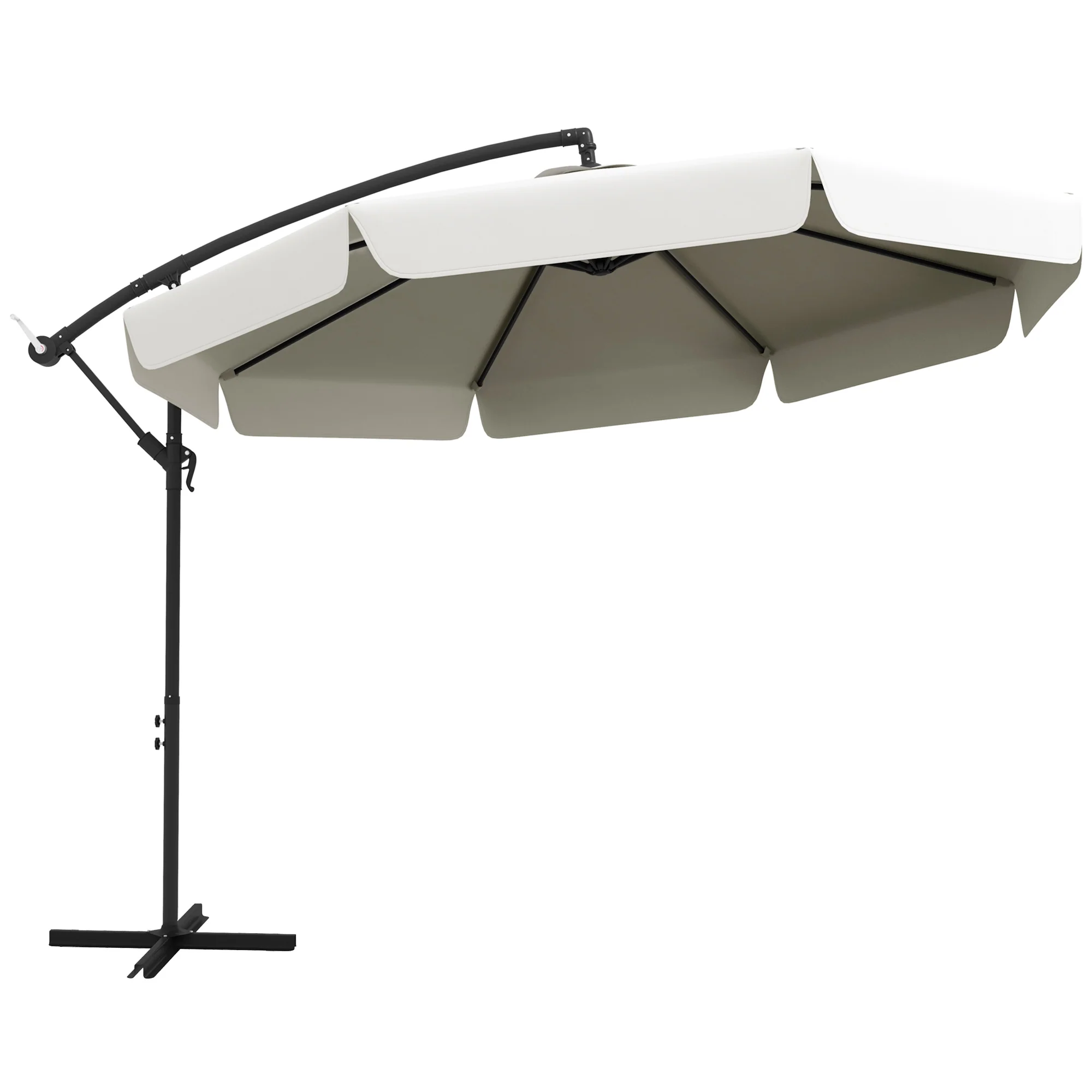 11FT Offset Hanging Patio Umbrella with Easy Tilt and Cross Base, Cream White - Image 12